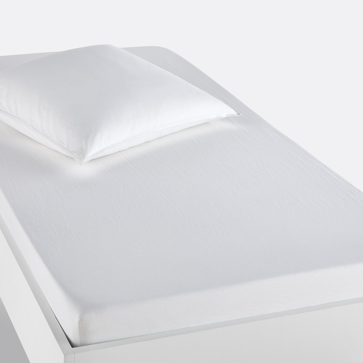 Drap housse enfant uni en coton lavé, Scenario