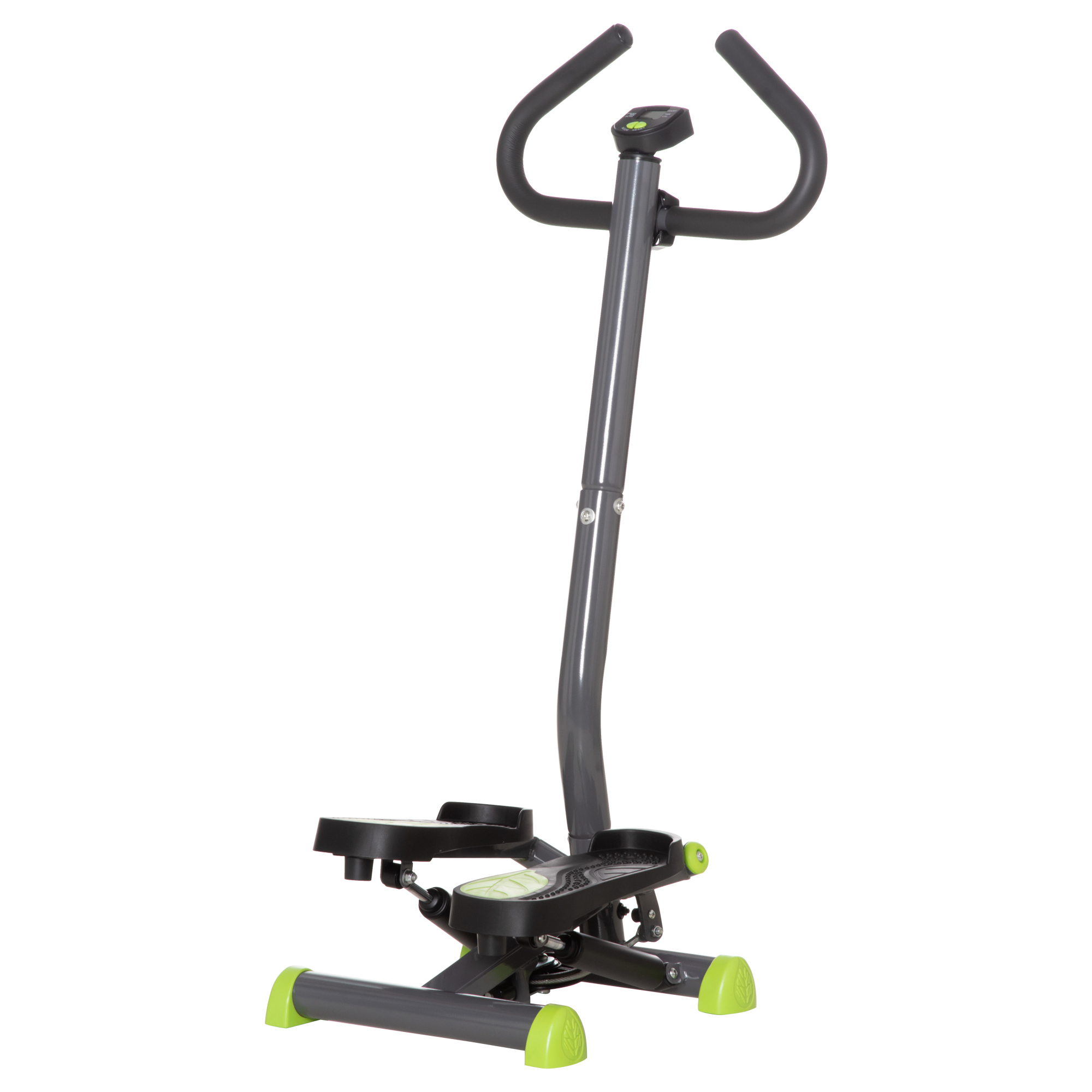 HOMCOM Stepper Fitness Avec Guidon Réglable – Écran LCD, Pédales Antidérapantes, Idéal Pour La Maison Et Le Bureau – Argent/Noir