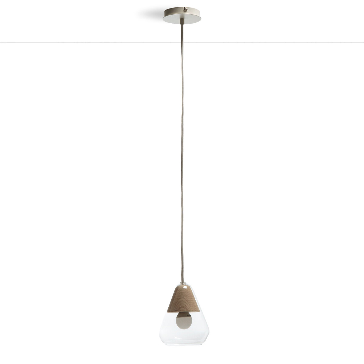 Suspension verre et bois Ø14 cm, Nasoa