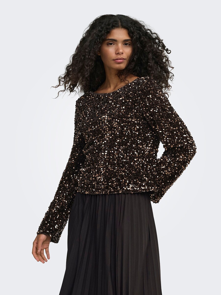Top met zecchino's, lange mouwen, strik op de rug, ONLY