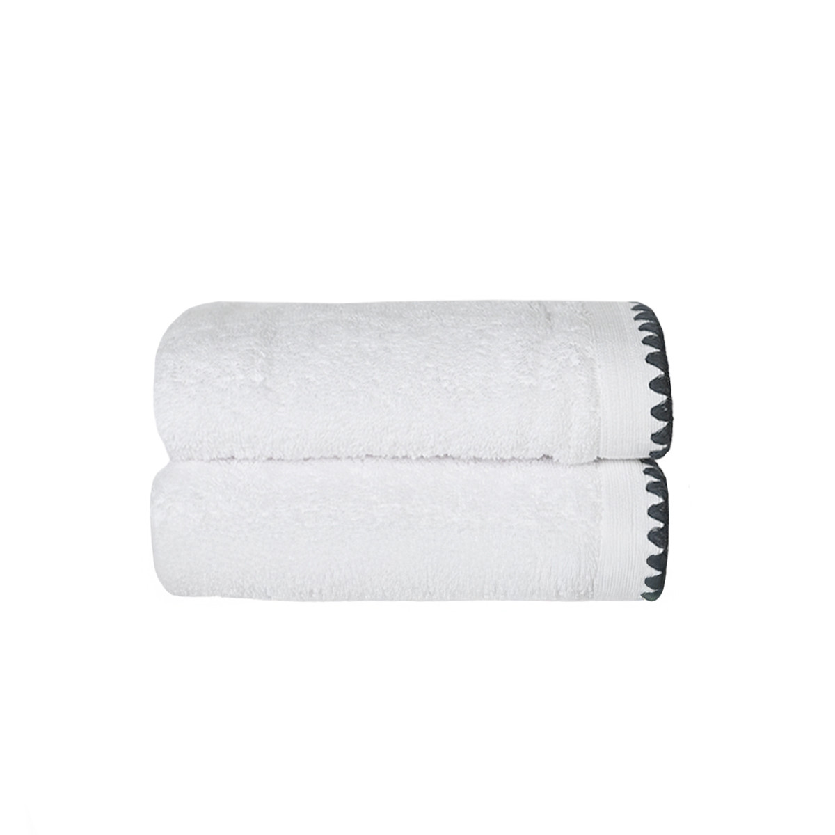 Lot de 2 serviettes de toilette point cavalier 500 g/m² CASA BORGO, SENSEI MAISON