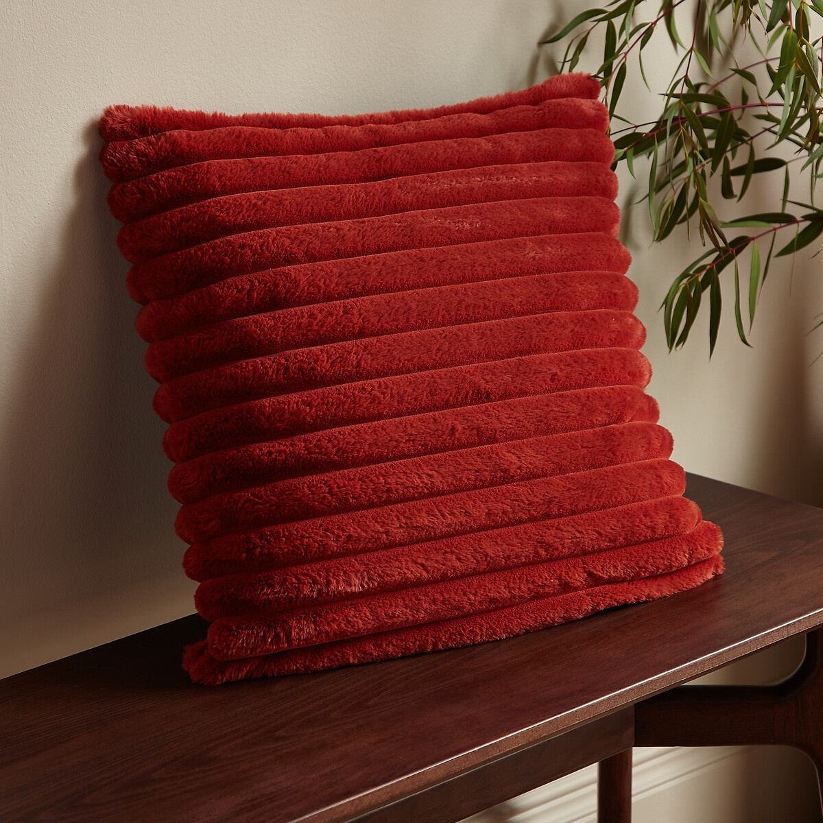 Cosy Diamond Faux Fur 43x43cm Filled Cushion, CATHERINE LANSFIELD
