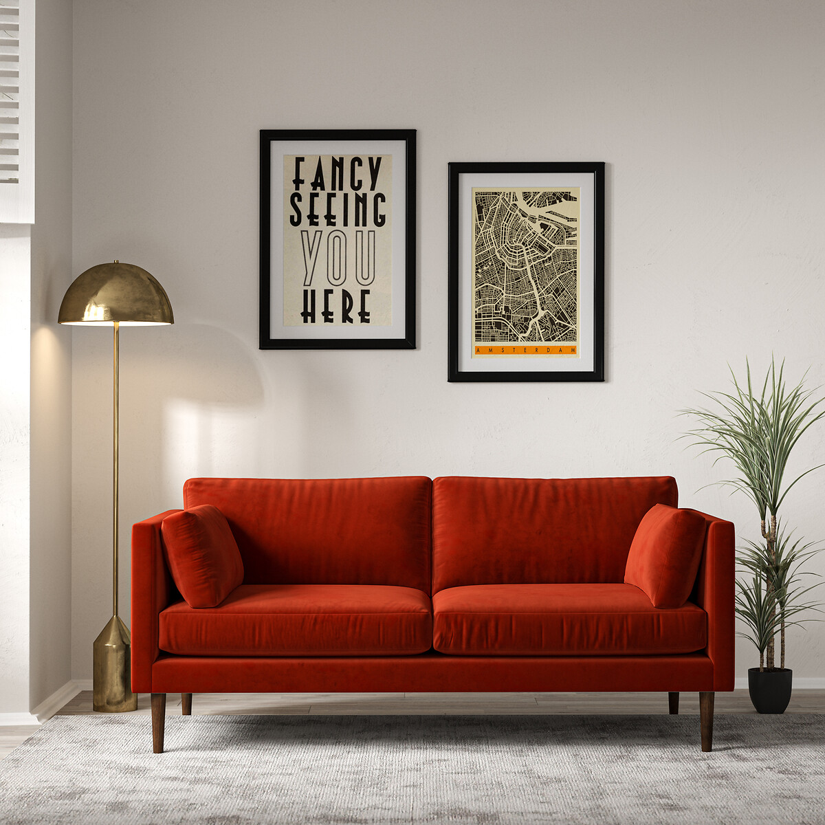 Fancy red store couch