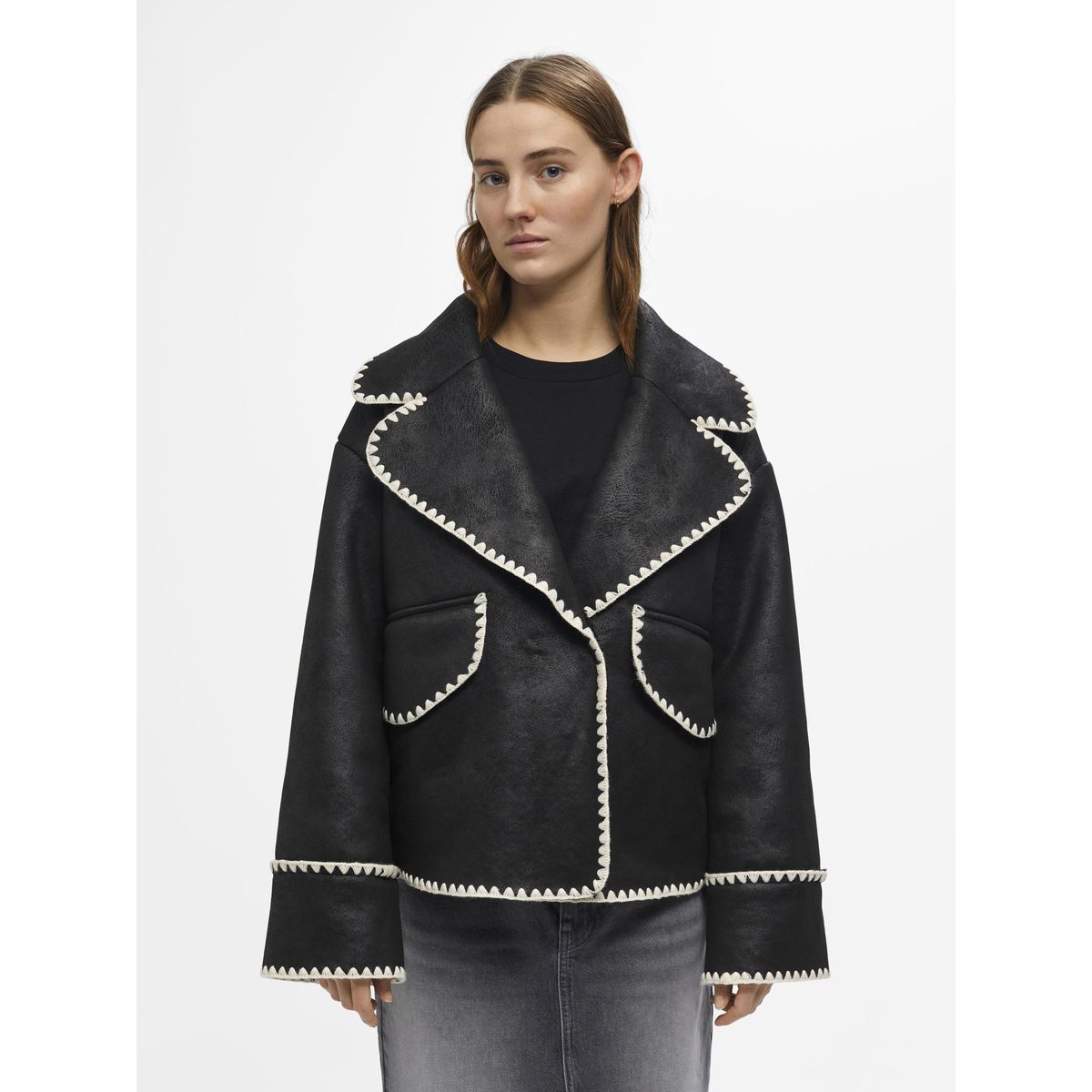 Veste noir sales daim femme