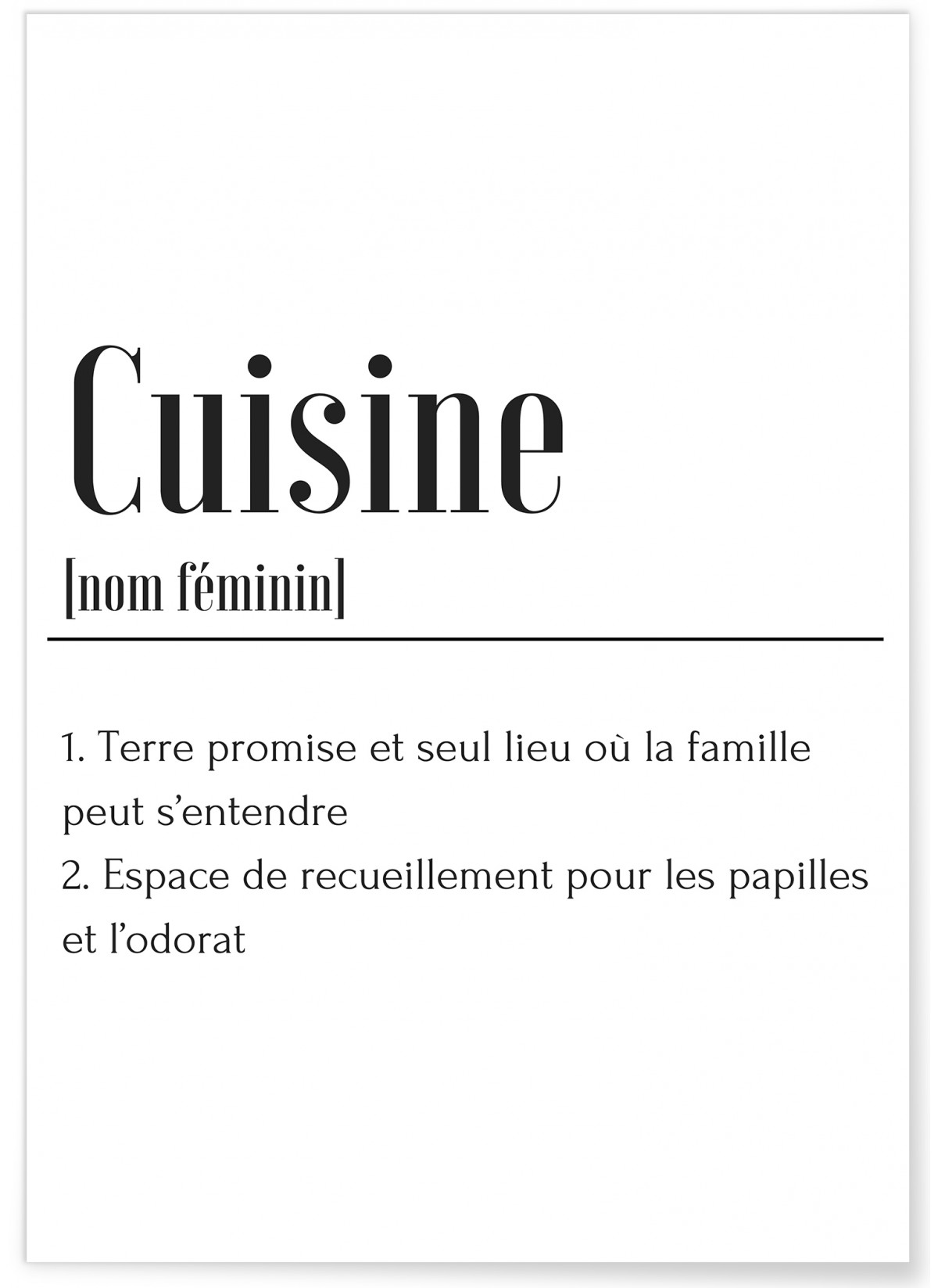Affiche Définition Cuisine, L'AFFICHERIE