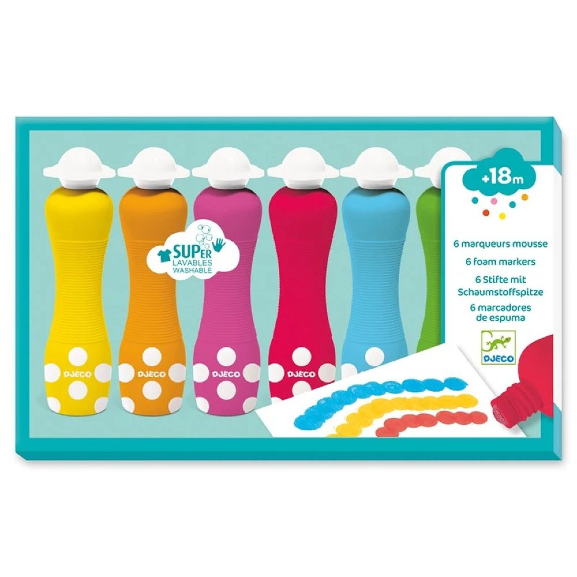 6 feutres marqueurs mousse pour enfant, DJECO