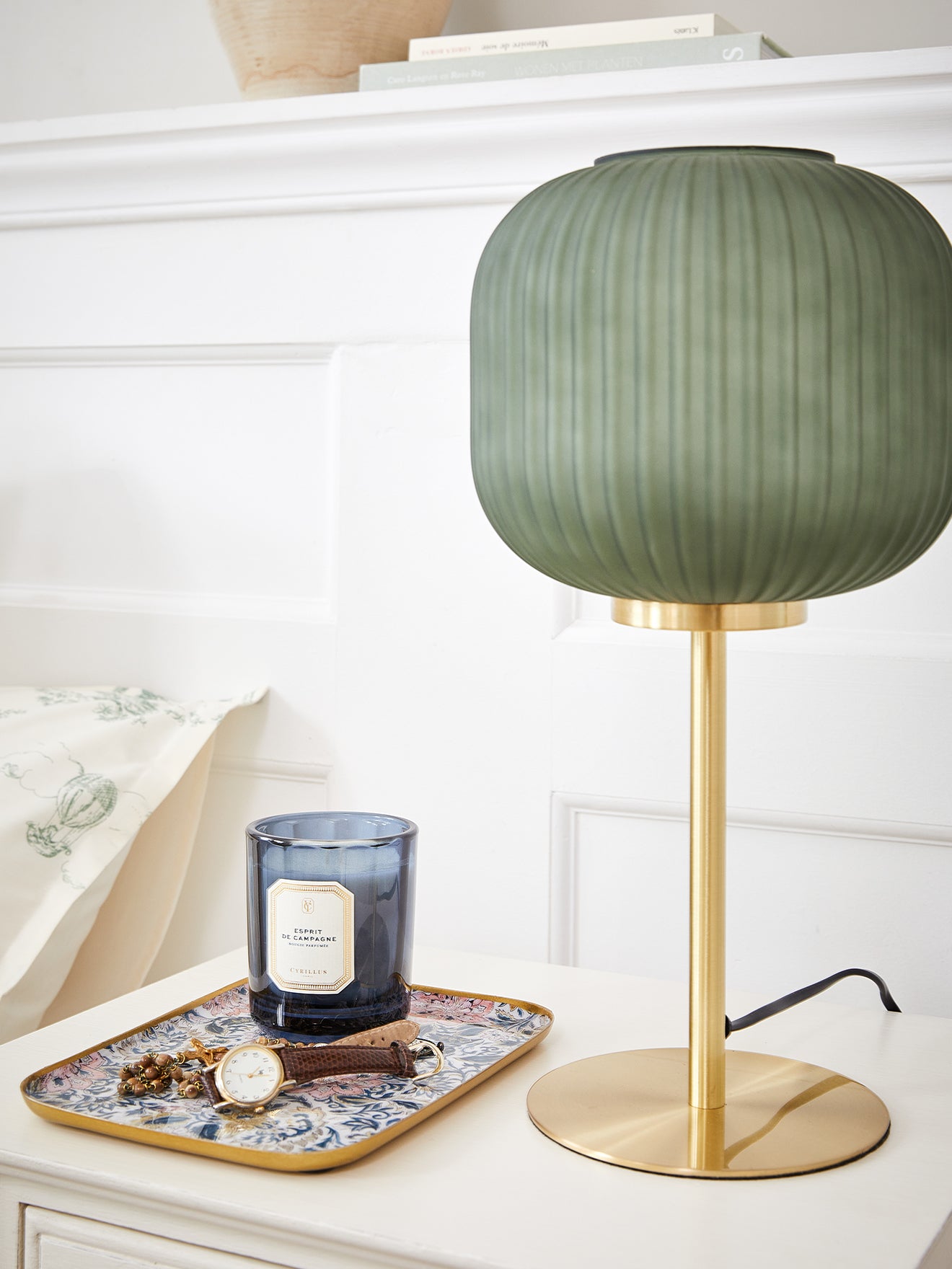 Lampe métal et verre strié, CYRILLUS