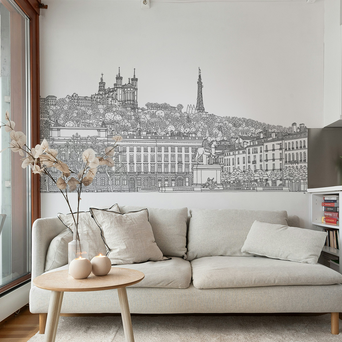 Papier peint panoramique Lyon Place Bellecour, 375 x 250cm, ACTE DECO