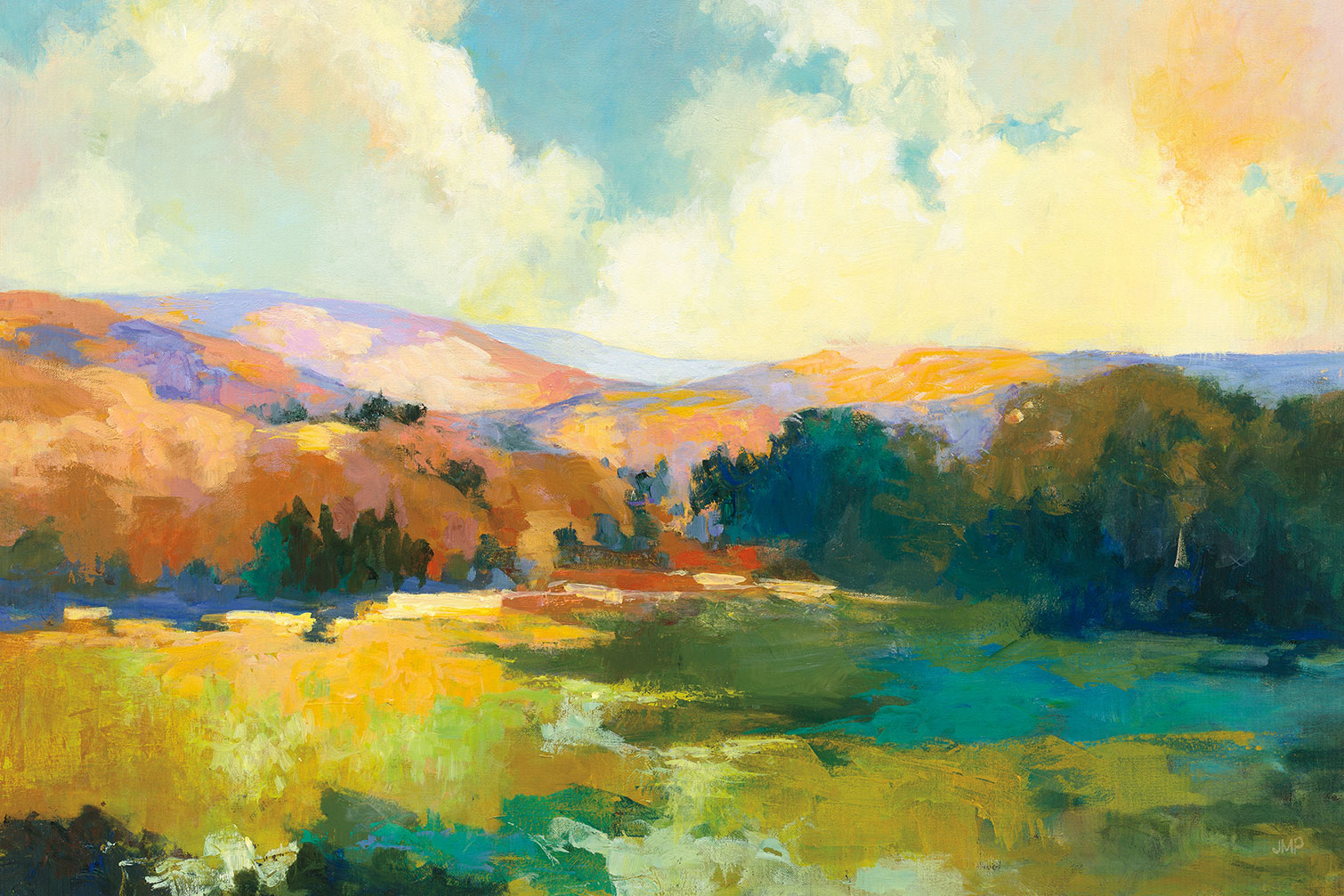 Tableau abstrait Soleil de midi sur la vallée, HEXOA