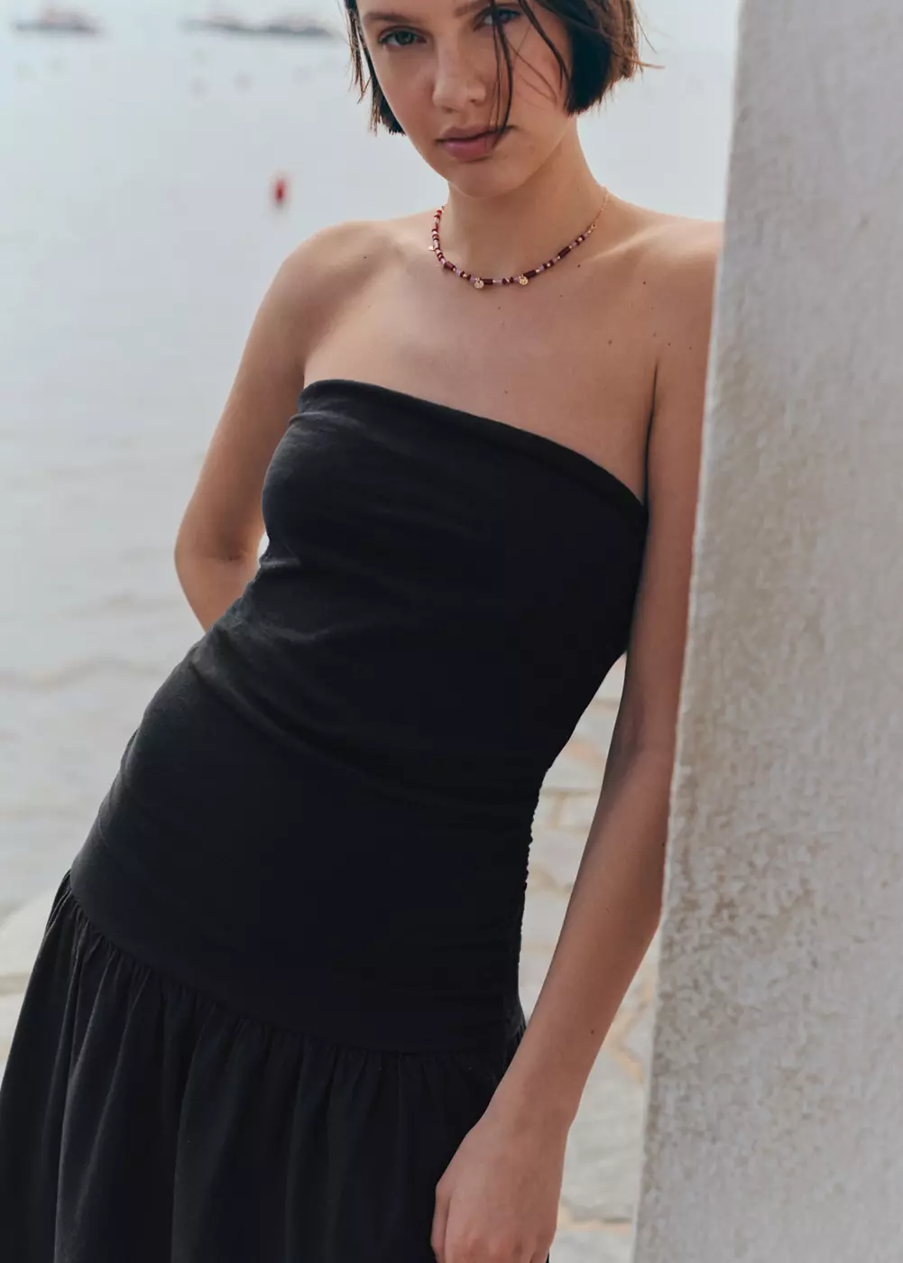 Robe bustier froncée, MANGO TEEN