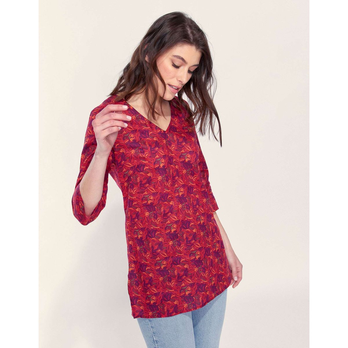 Pull tunique 2025 rouge femme