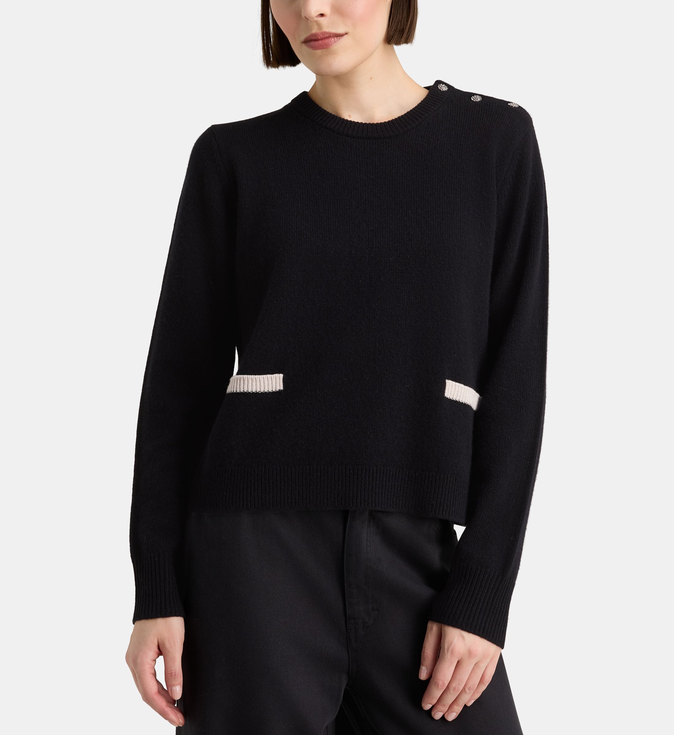 Pull droit feddie boutons bijoux cachemire, GALERIES LAFAYETTE