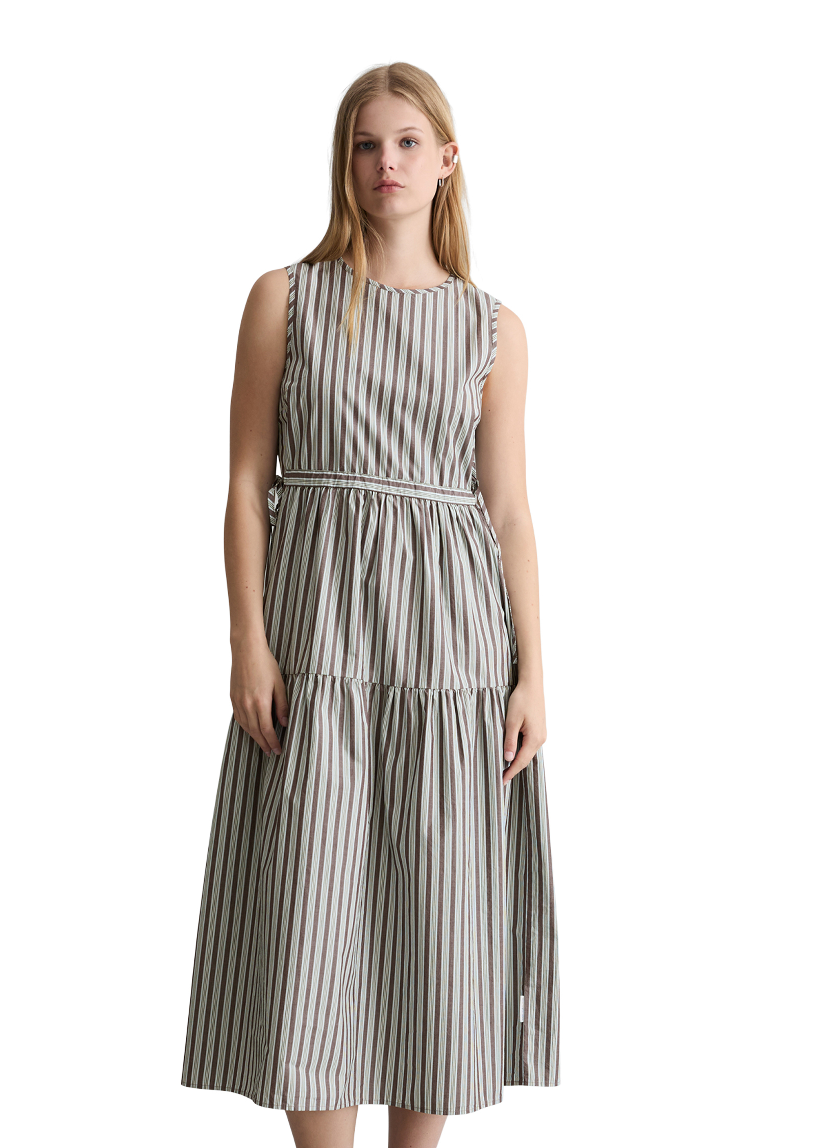 Robe à étages regular en popeline papertouch rayée, MARC O’POLO DENIM