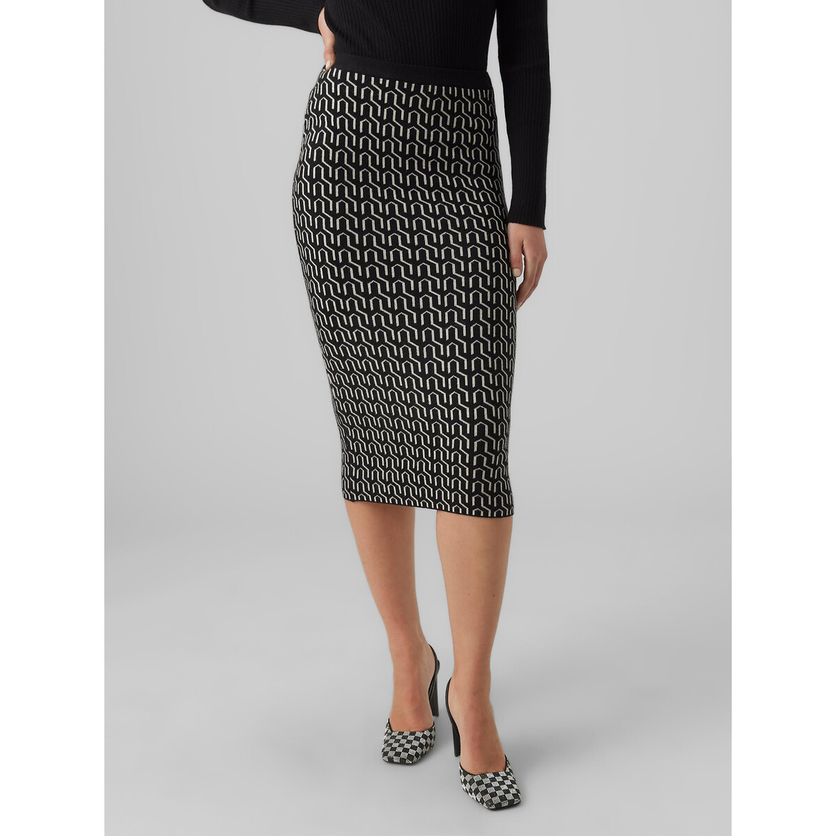 Image of Midi Pencil Skirt in Graphic Print