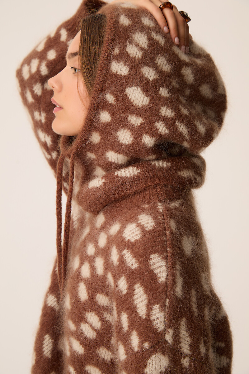Cagoule imprimée, en mohair mélangé, ADONISE, DES PETITS HAUTS
