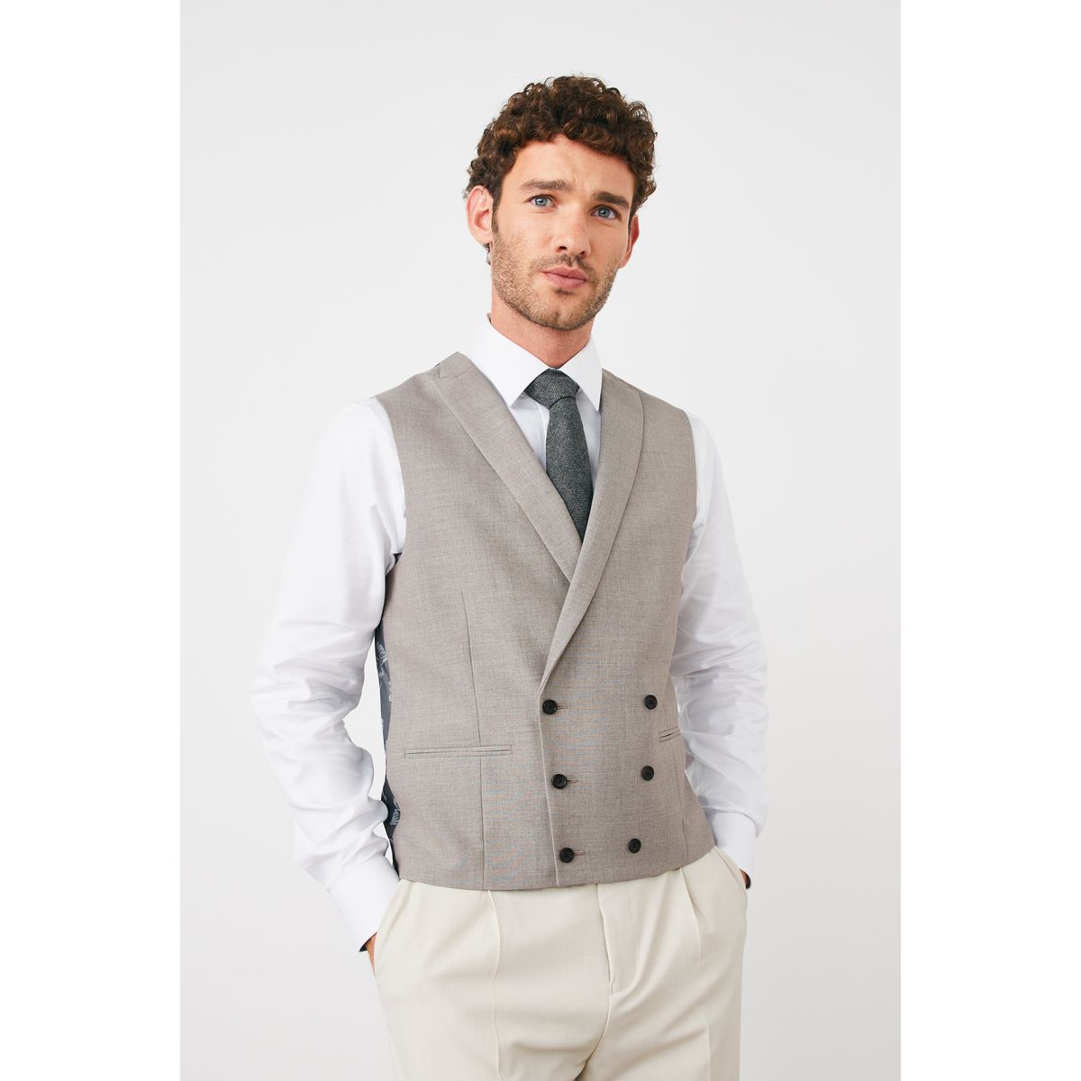 Gilet Homme NEXT Formel Taille 38R - Gris Devant / Noir Derrière - Occasion Très Bon État