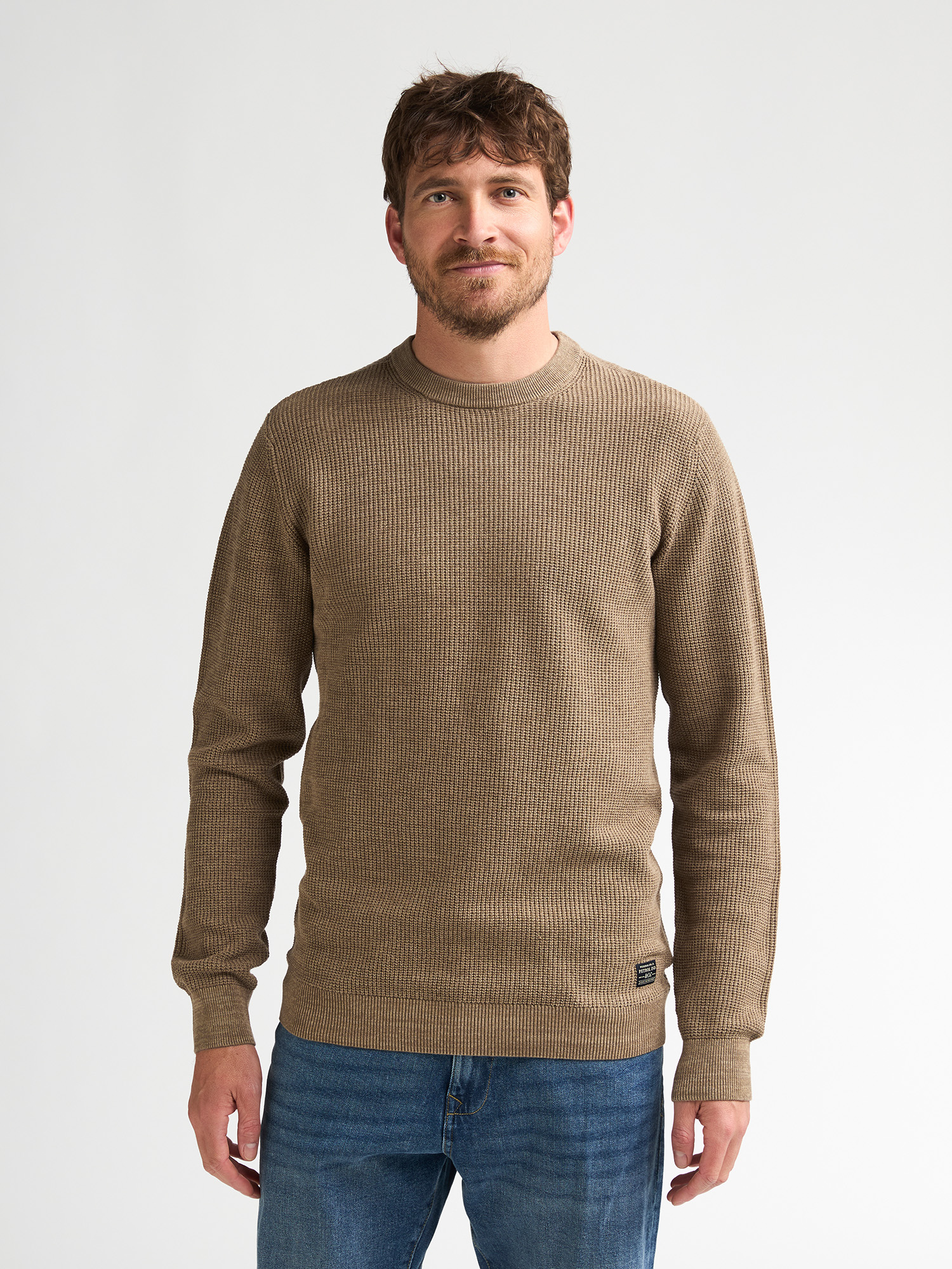 Pull en coton texturé ironstone, PETROL INDUSTRIES