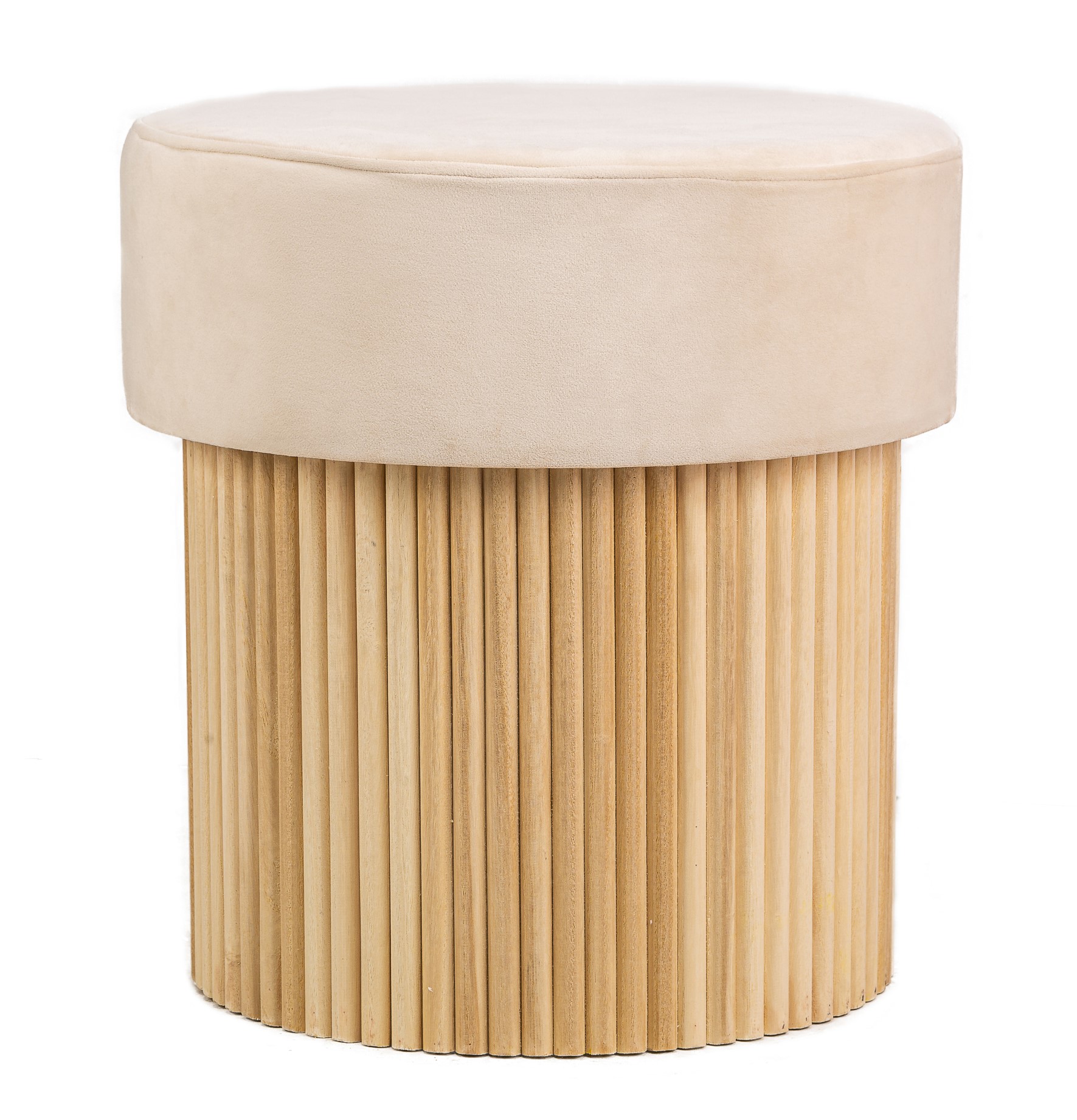 Pouf velours, base en bois, OTSU, NORDLYS
