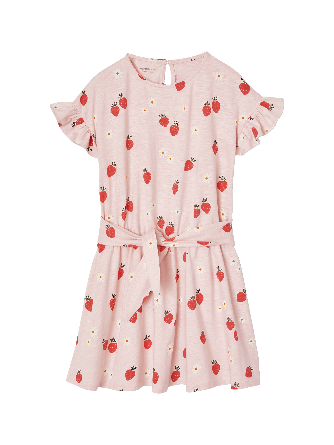 Robe à volants motifs fraises, VERTBAUDET