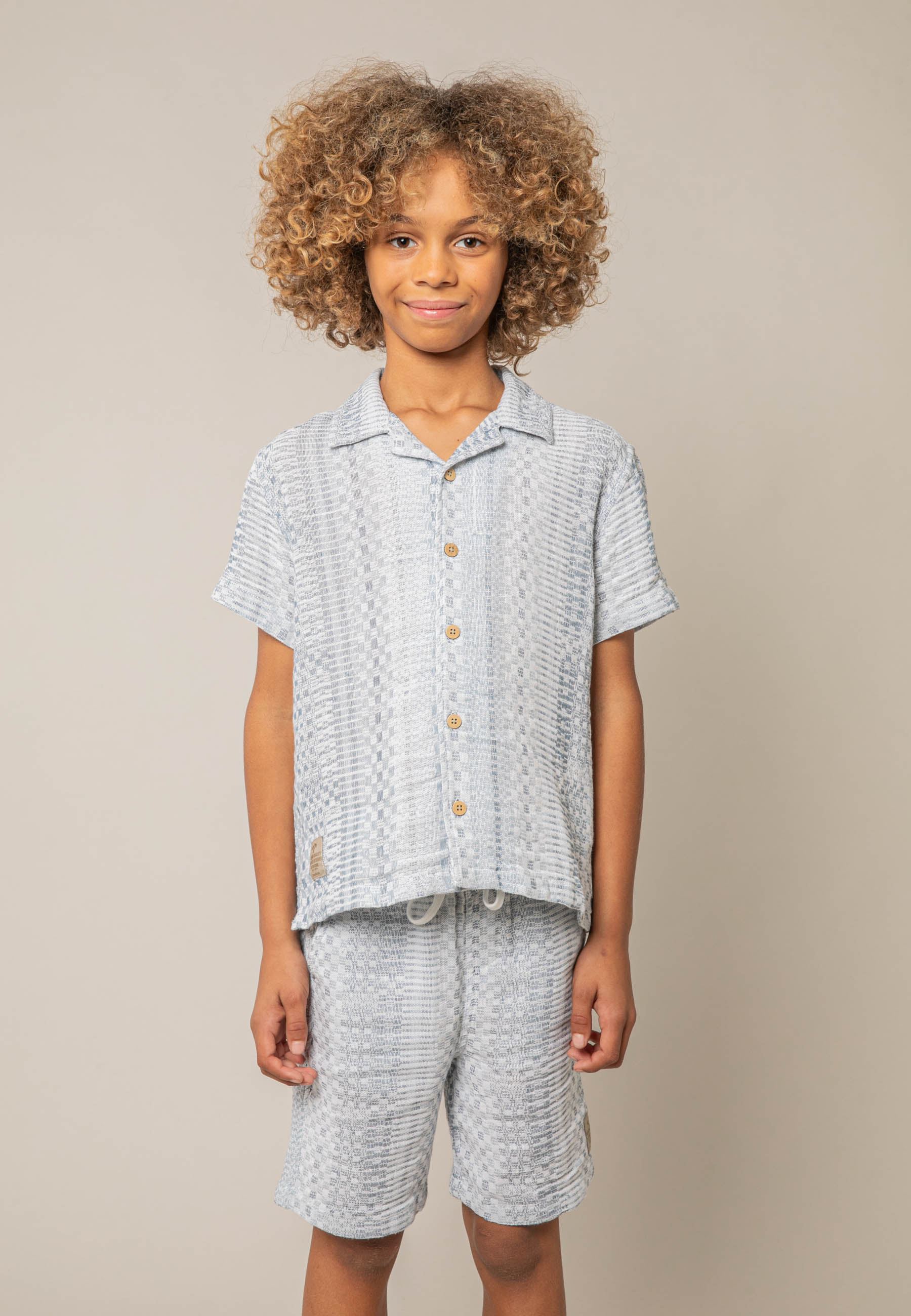 Chemise manches courtes garçon en coton jacquard MIO, DEELUXE