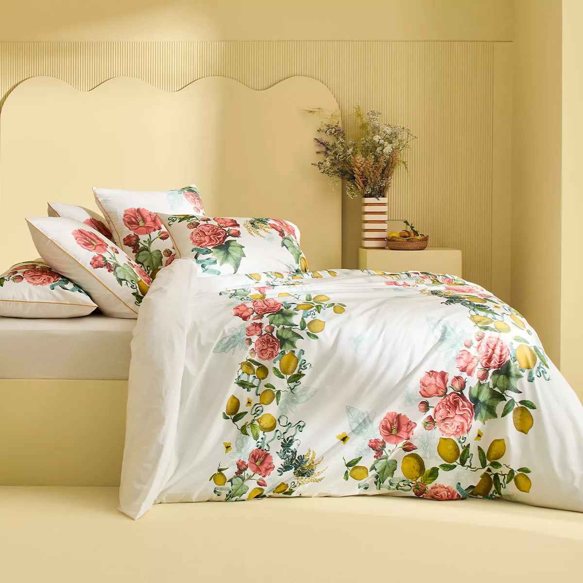 Housse de couette percale de coton 80 fils/cm² lavé CITRONS DE MENTON, GARNIER-THIEBAUT