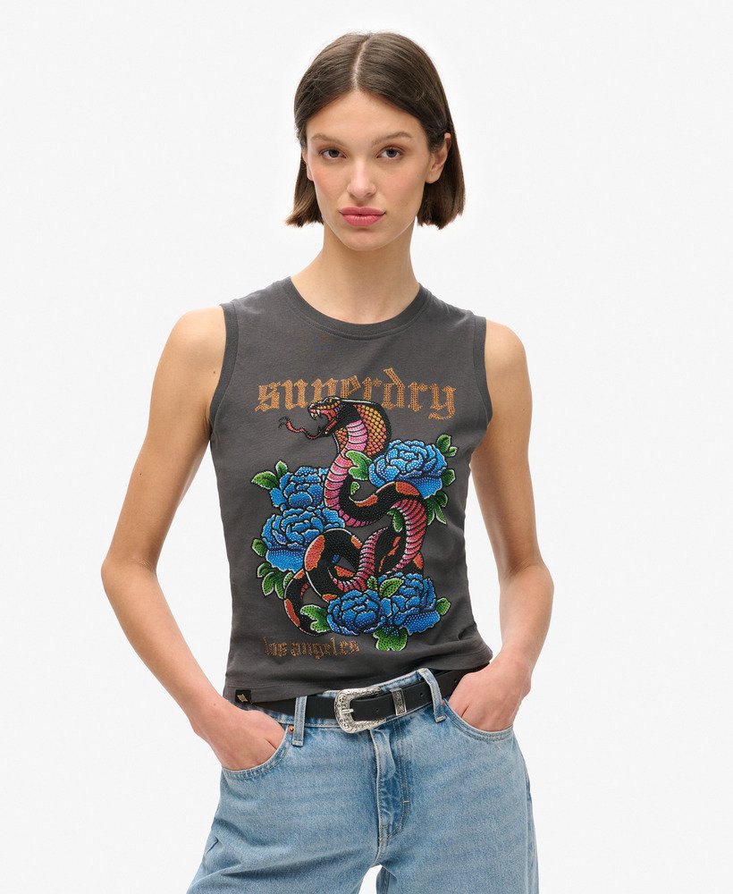 Débardeur à strass effet tatouage, SUPERDRY