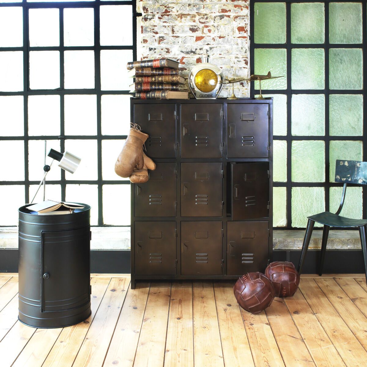 table de chevet bidon metal 1 porte