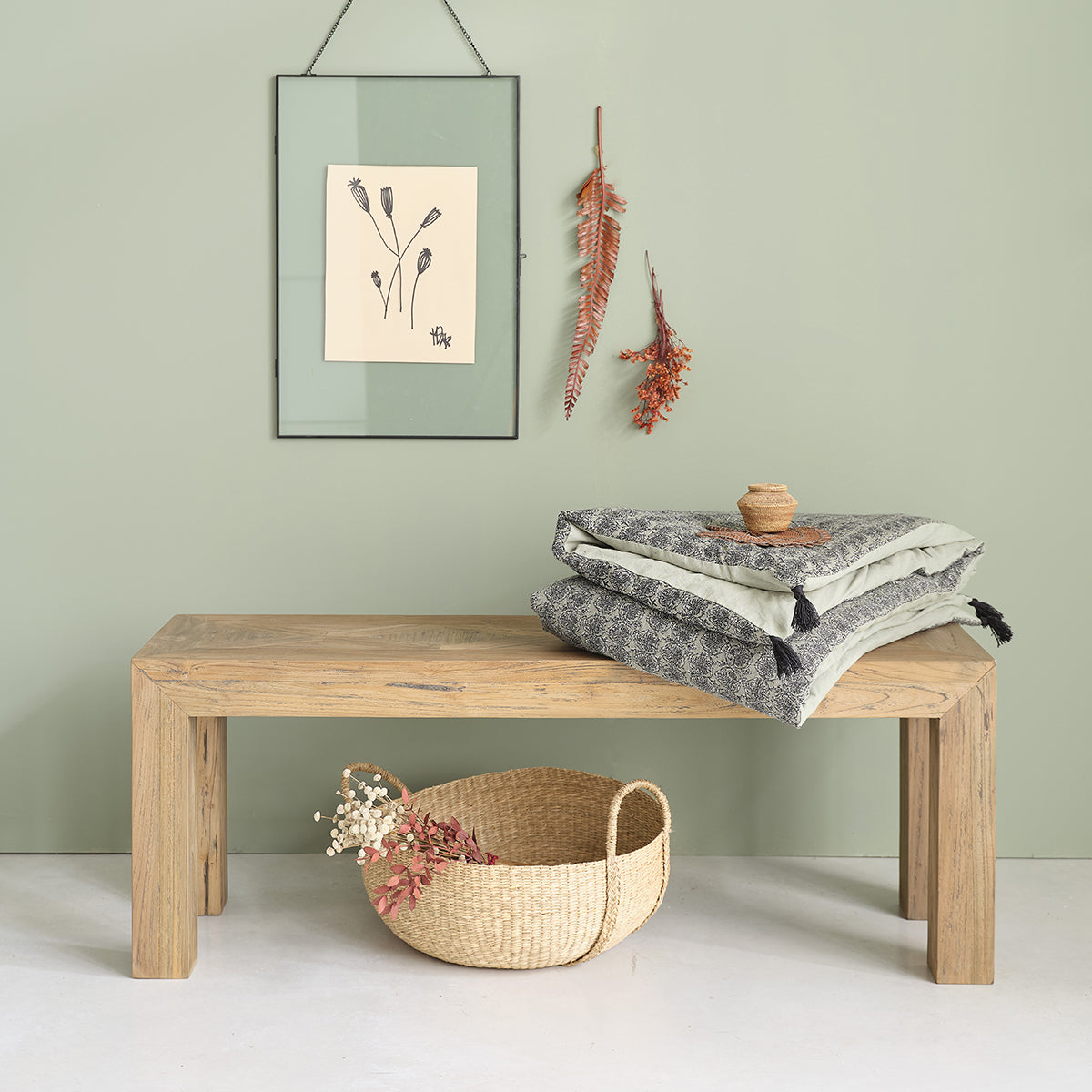 Banc en bois de teck recyclé massif 120 cm CARGO, BERAH GETAH