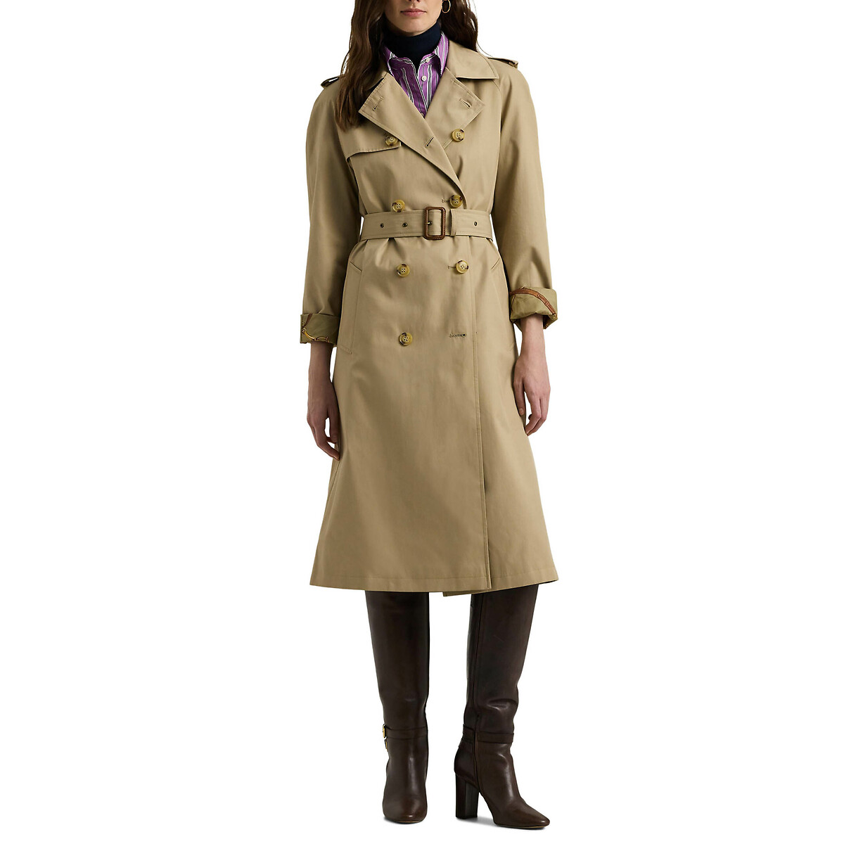 belted coat two tone trench coat