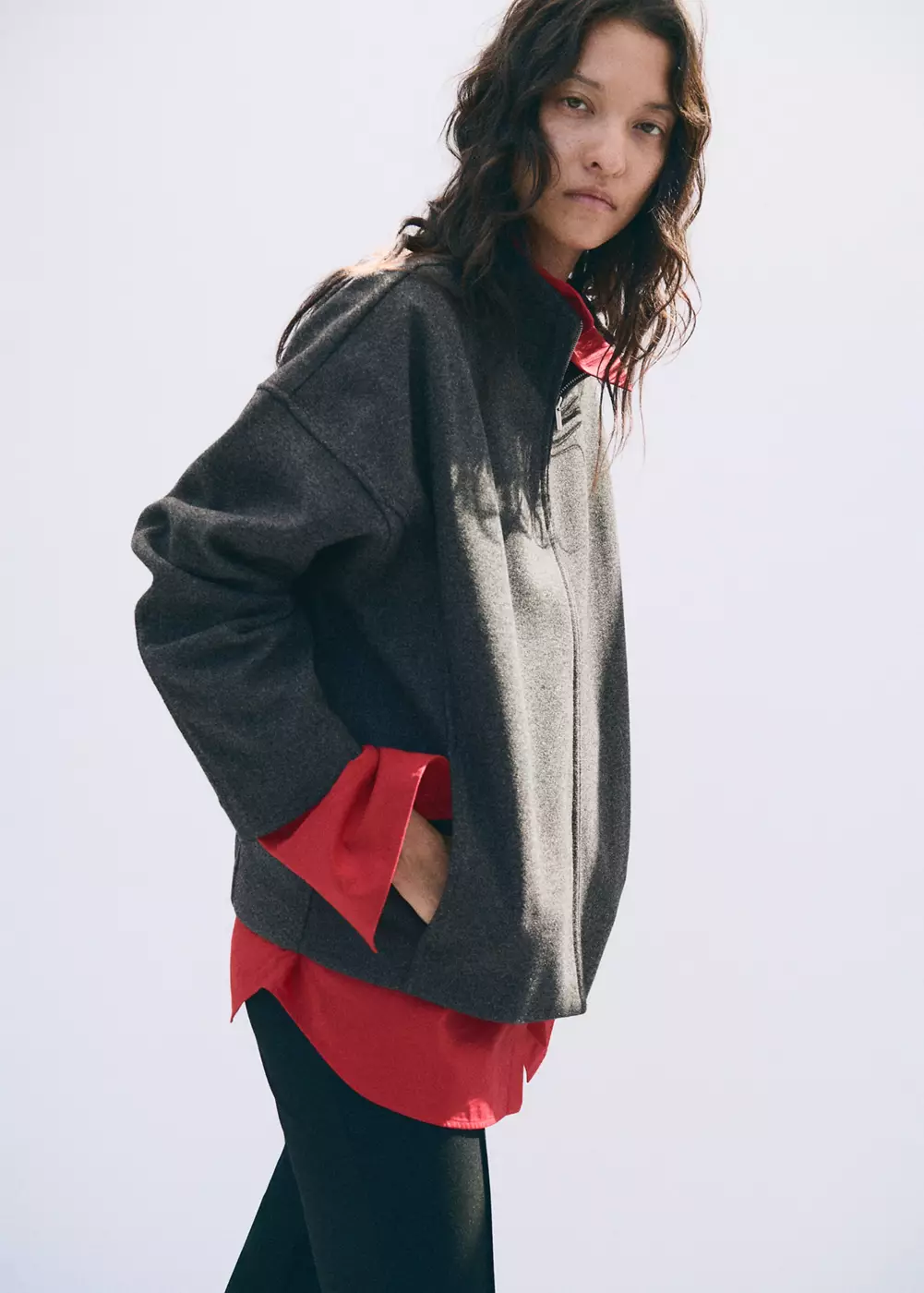 Veste texturée à col montant, MANGO