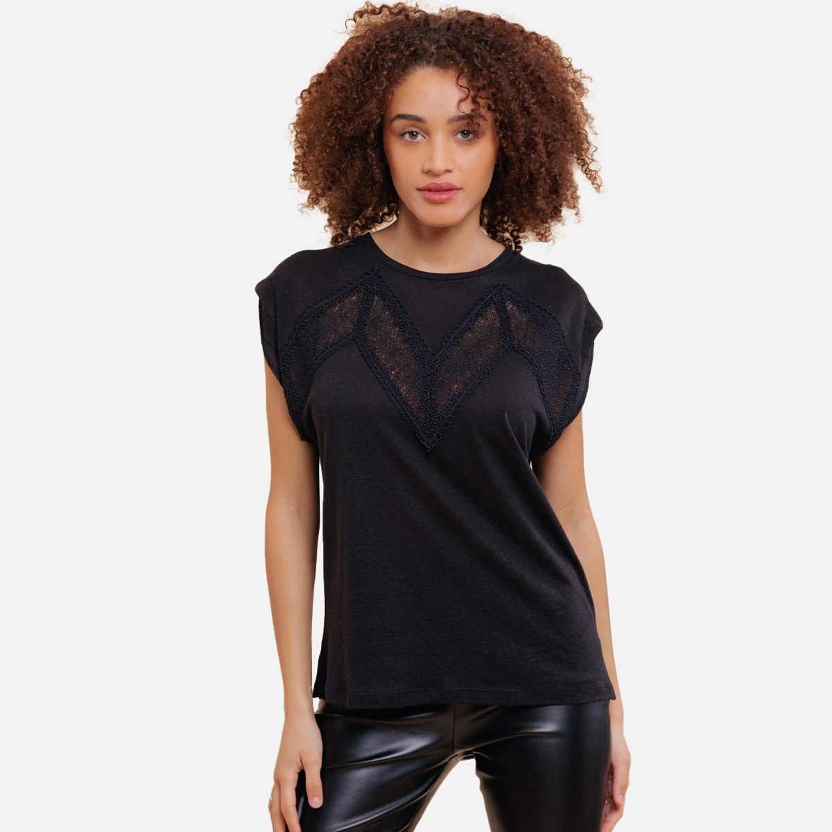 T shirt best sale dentelle noir transparent