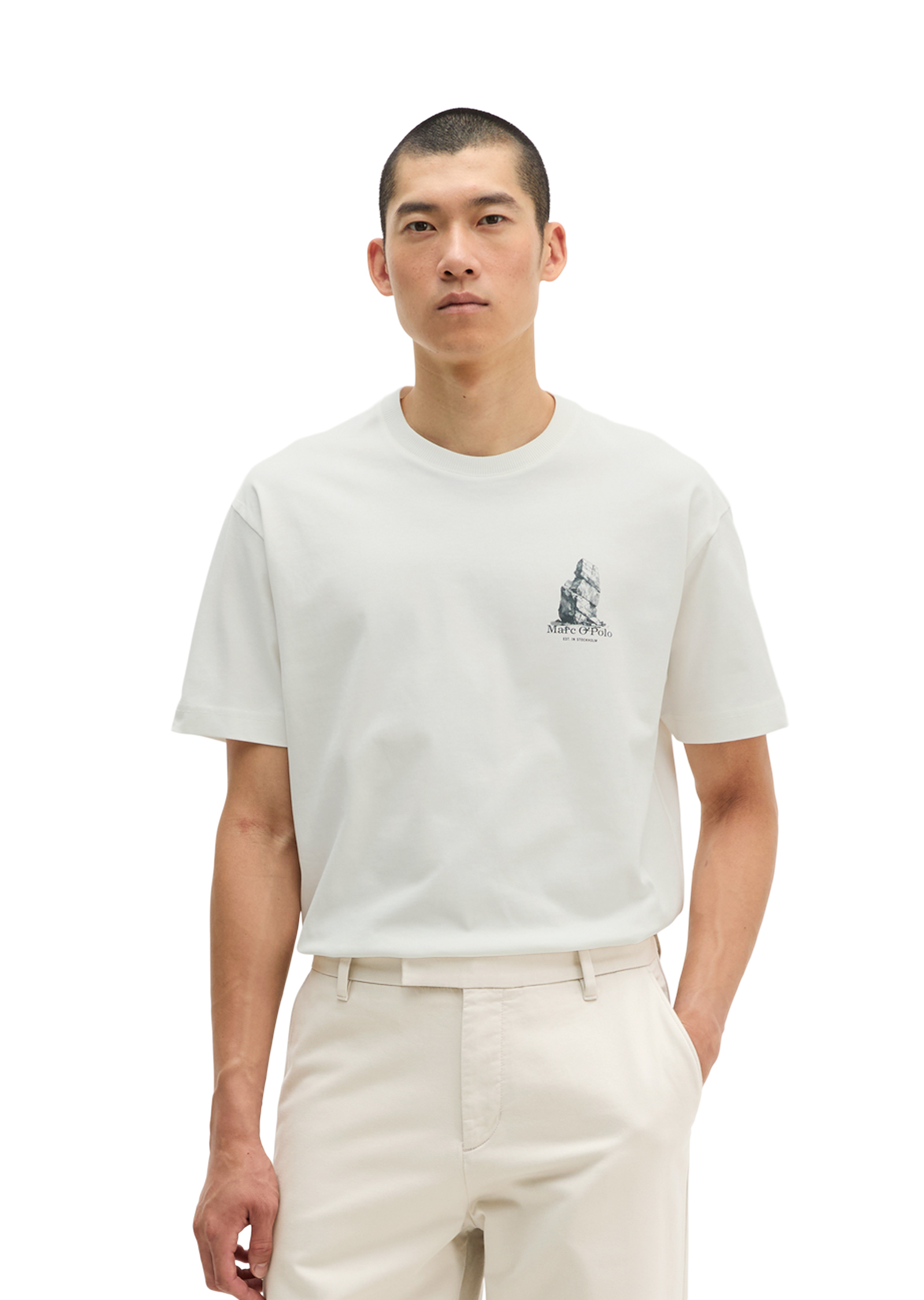 T-shirt regular avec un grand imprimé au dos, MARC O'POLO