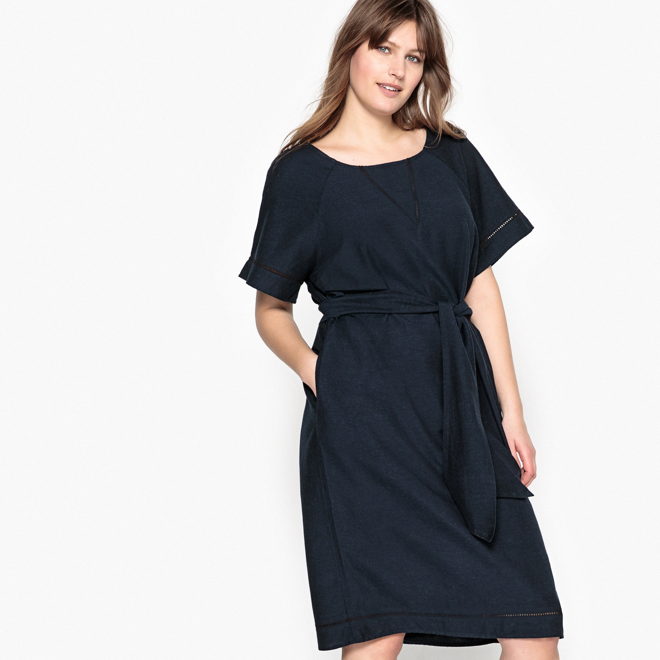 Plus Size Side-Tab Dress Connected Color: Blue; Size: 14W