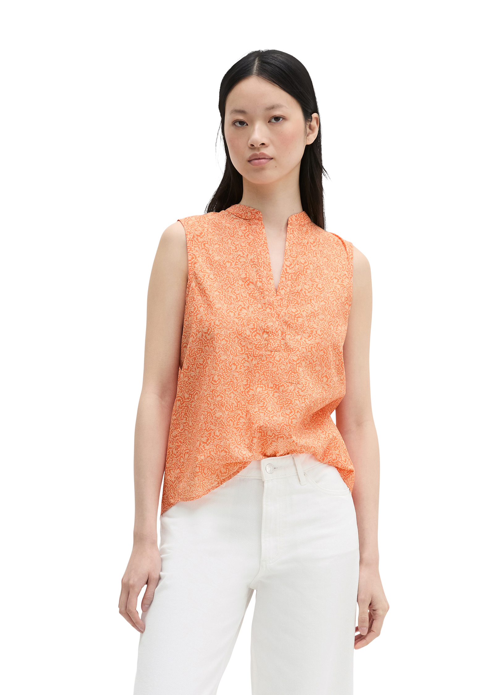 Blouse sans manches loose en voile de coton imprimé, MARC O'POLO