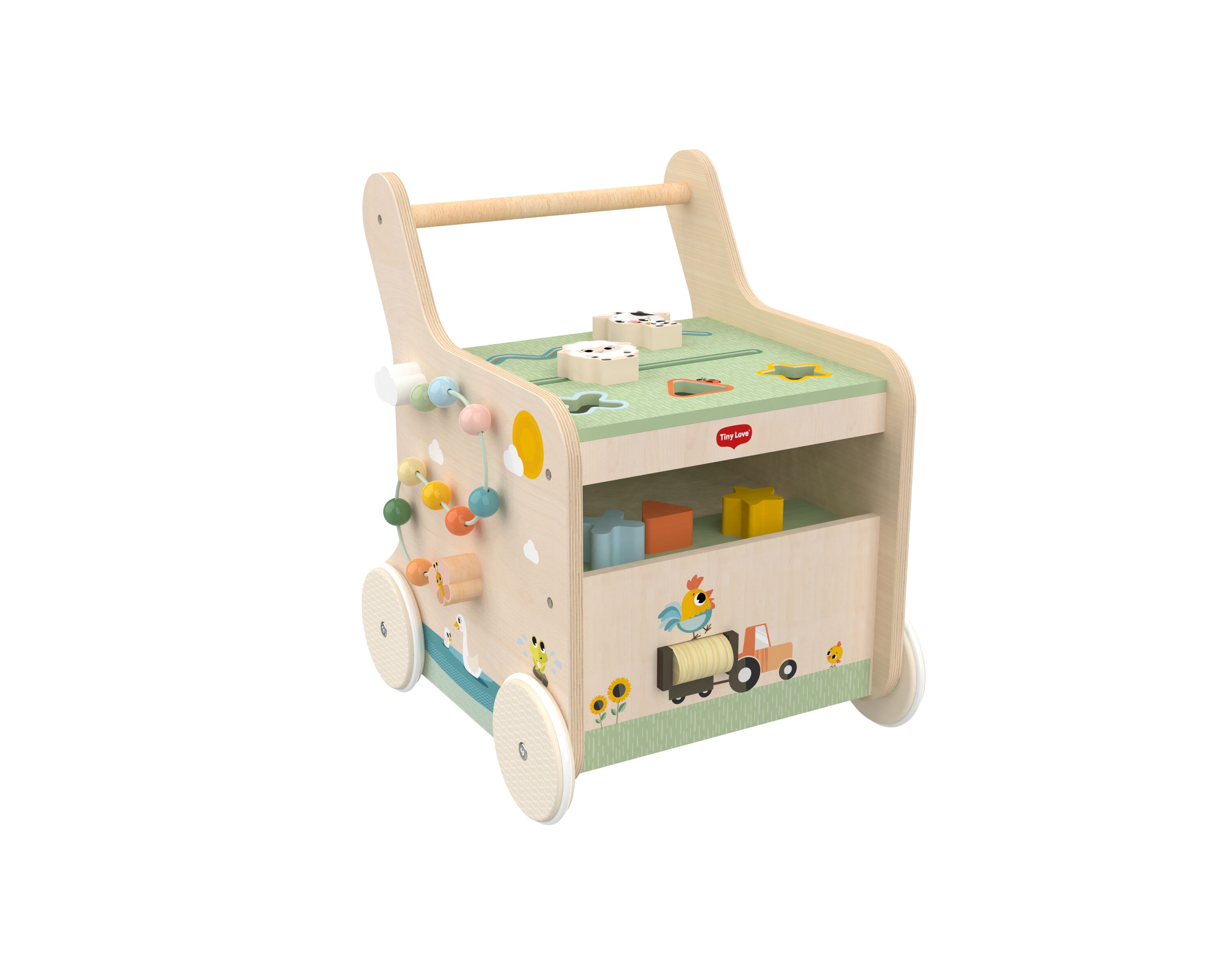 Chariot en bois pour pousser et jouer Farmer’s Funday, TINY LOVE