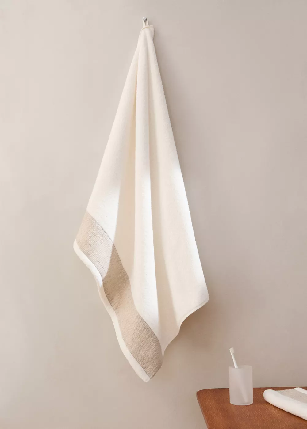 Drap de bain coton bouclette finition lin, MANGO HOME