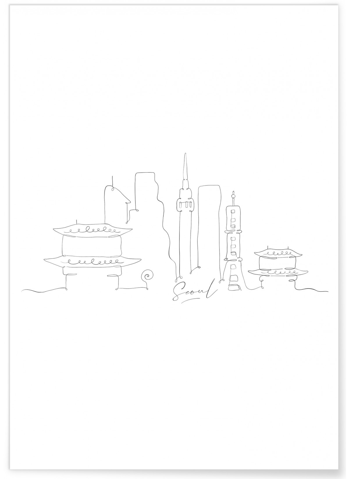 Affiche Line Art Séoul, L'AFFICHERIE