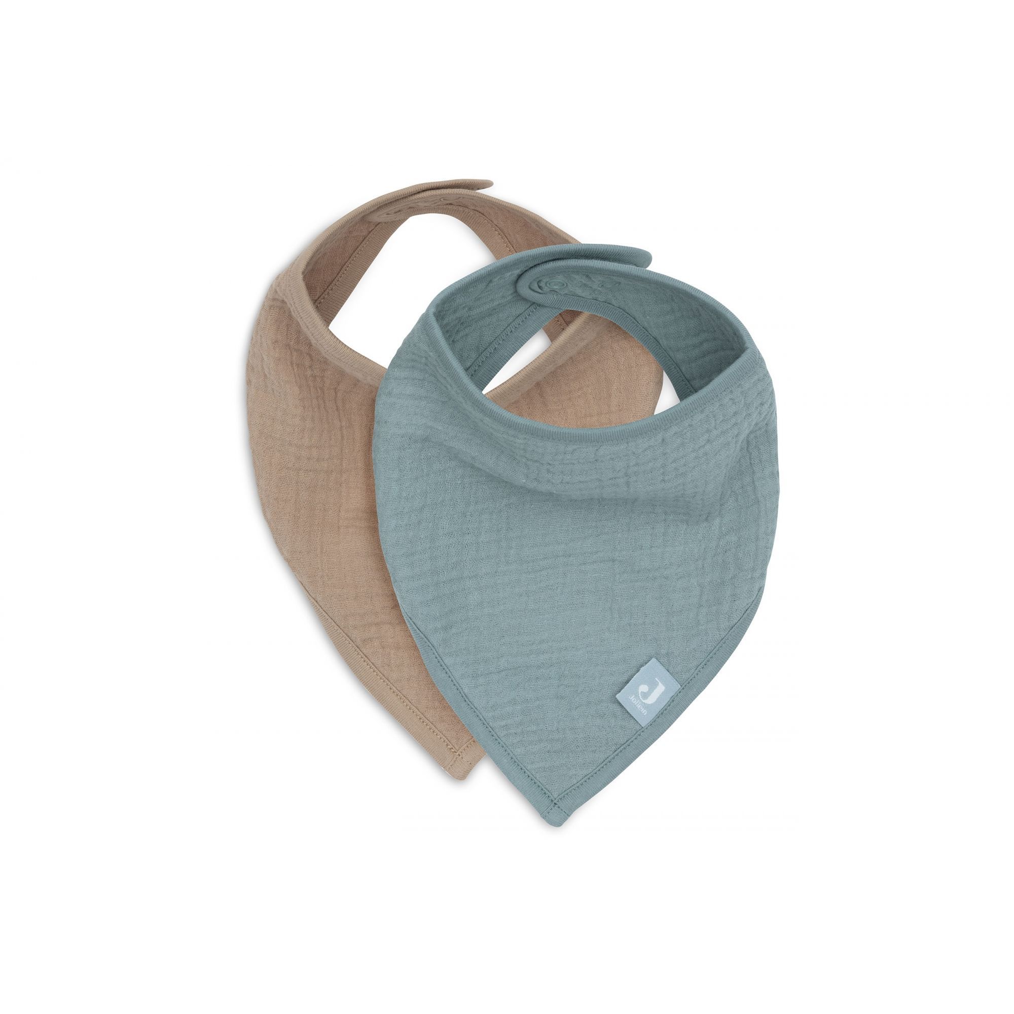 Lot de 2 bavoirs bandana gaze de coton, JOLLEIN