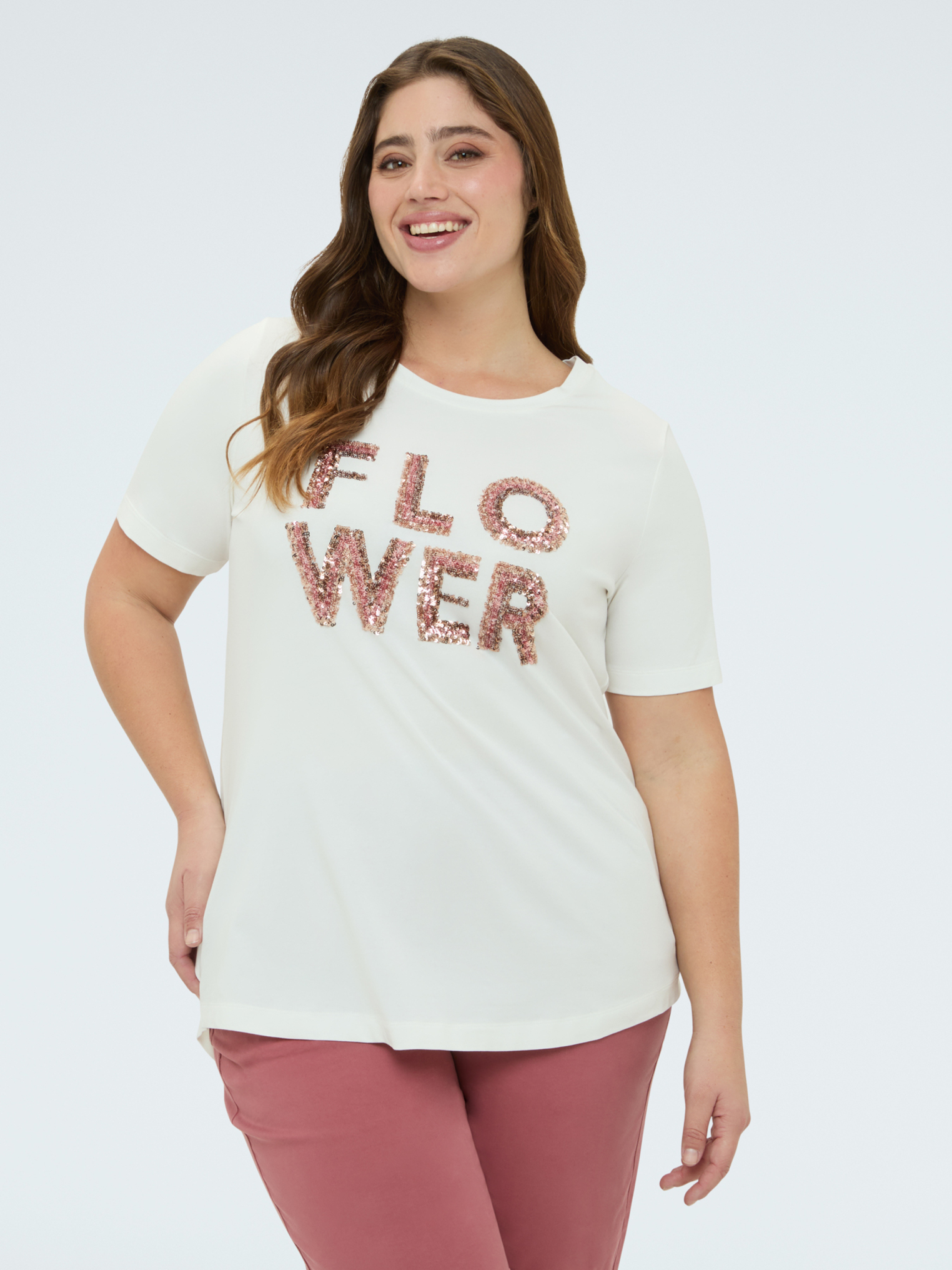 T-shirt avec inscription Flower, FIORELLA RUBINO