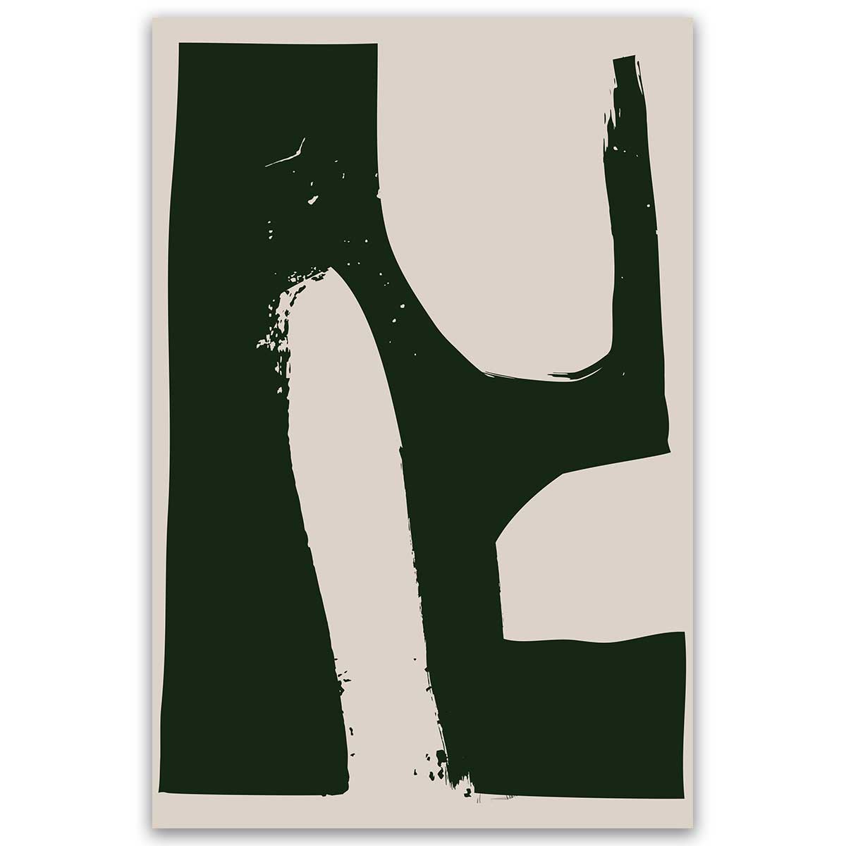 Tableau abstrait vert foncé minimaliste moderne, HEXOA