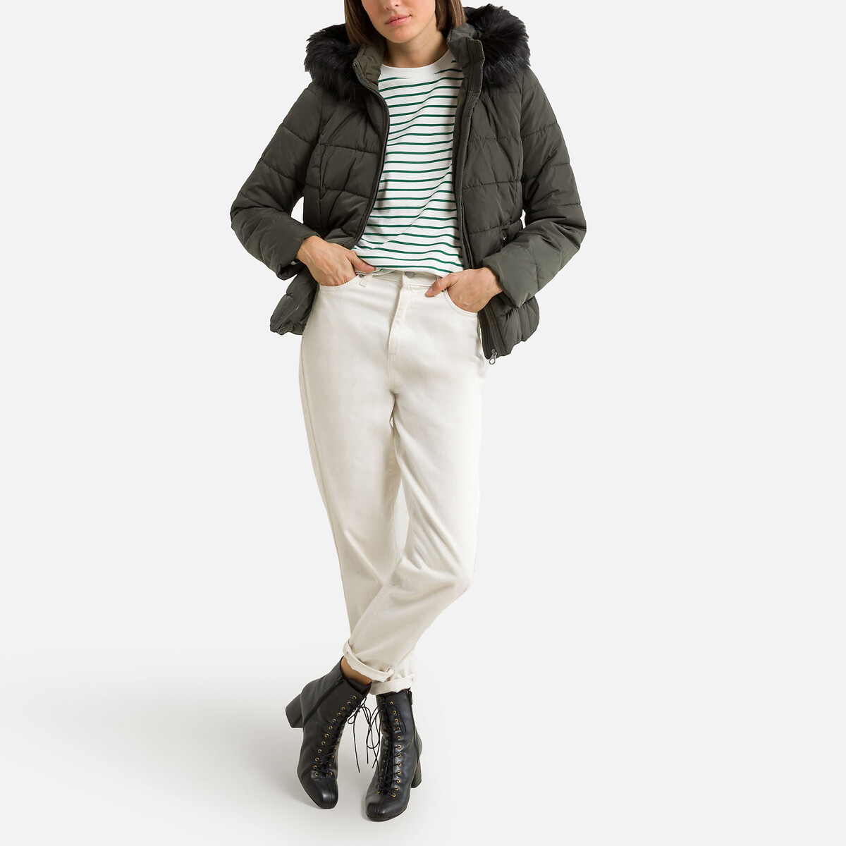 Vero moda padded parka clearance with faux fur hood