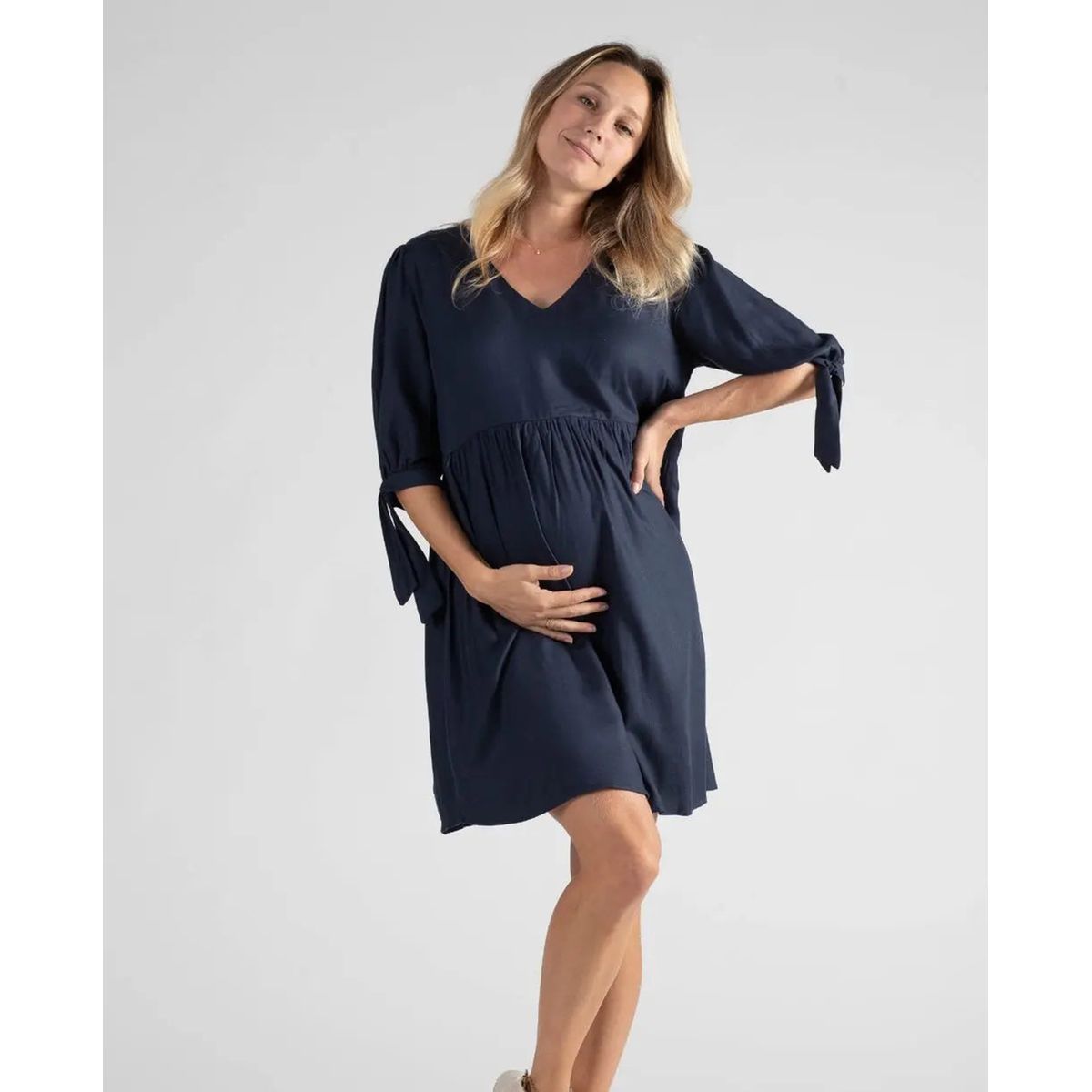 Robe courte de grossesse et d allaitement Amy ice blue Coton bio