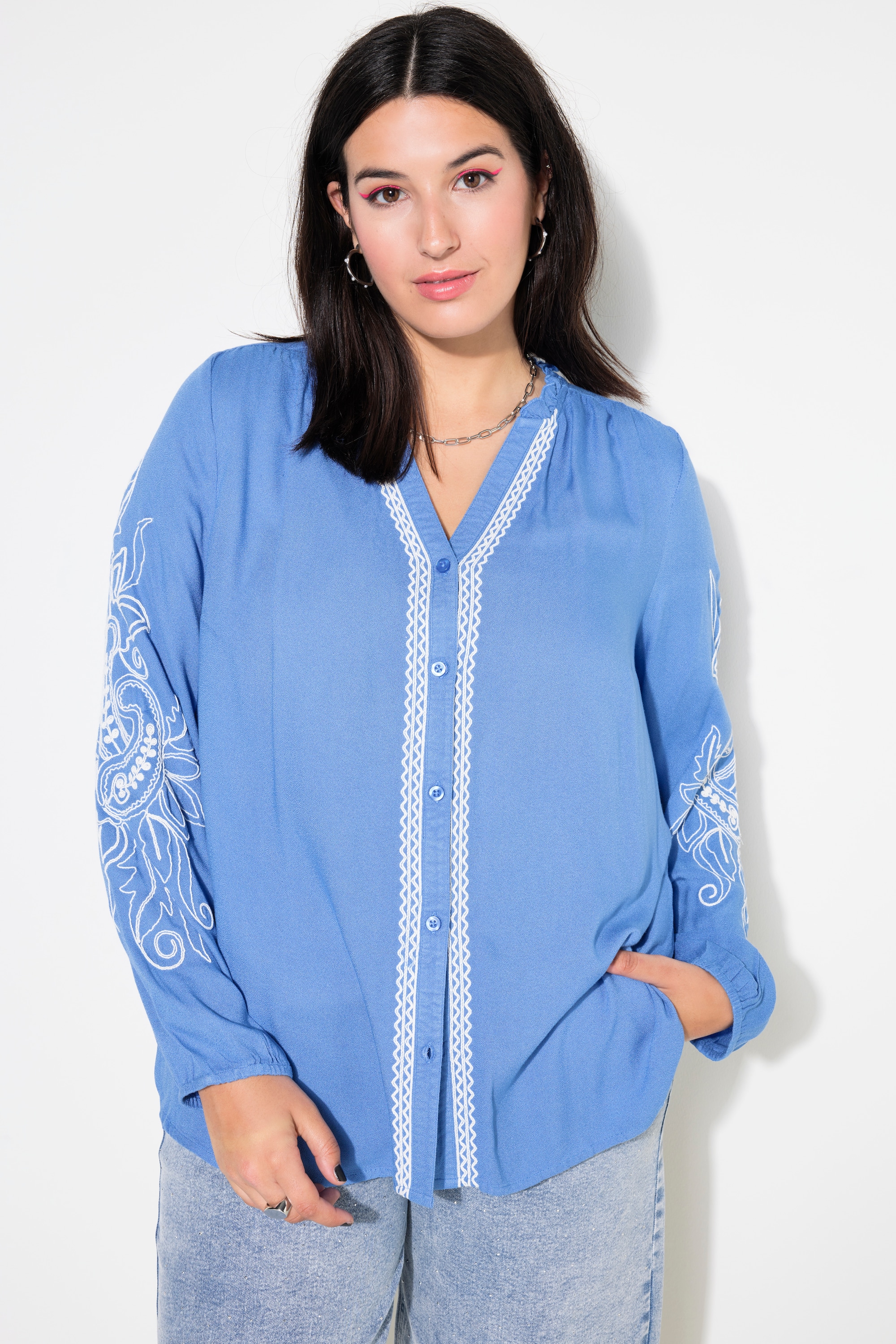 Chemise Femme Made For Loving Taille S - Coupe Ajustée Broderies Marron - Occasion Très Bon état
