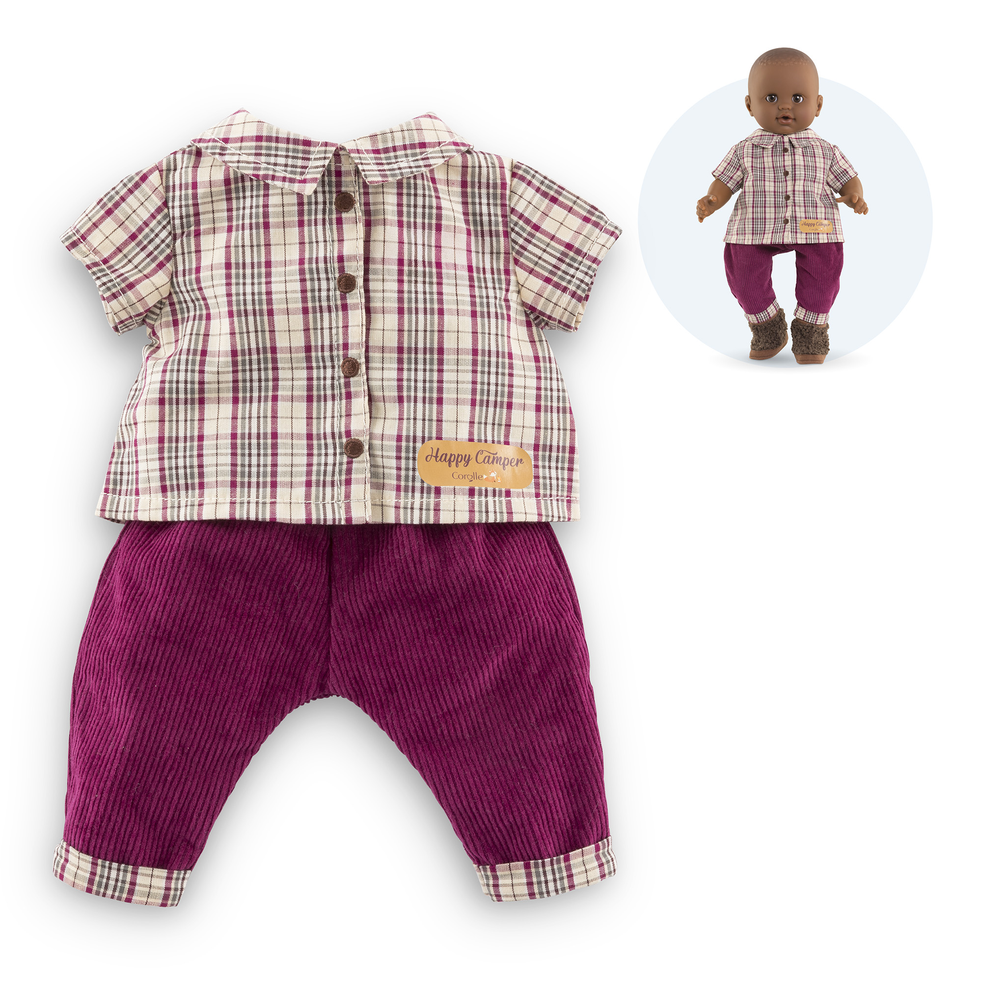 Chemise à Carreaux & Pantalon Petit Explorateur pour poupon 36 cm, COROLLE