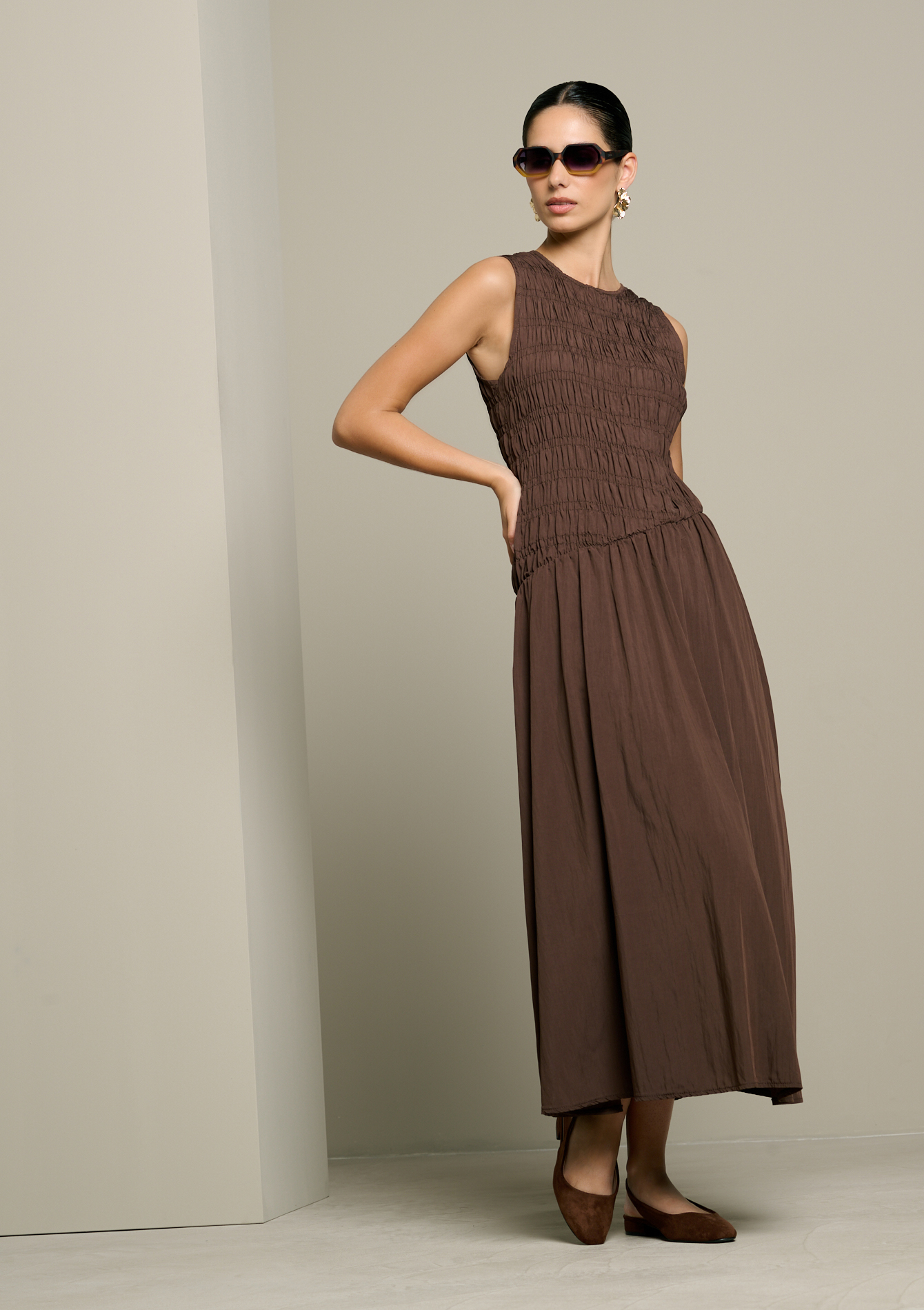 Robe midi smockée, LOLALIZA