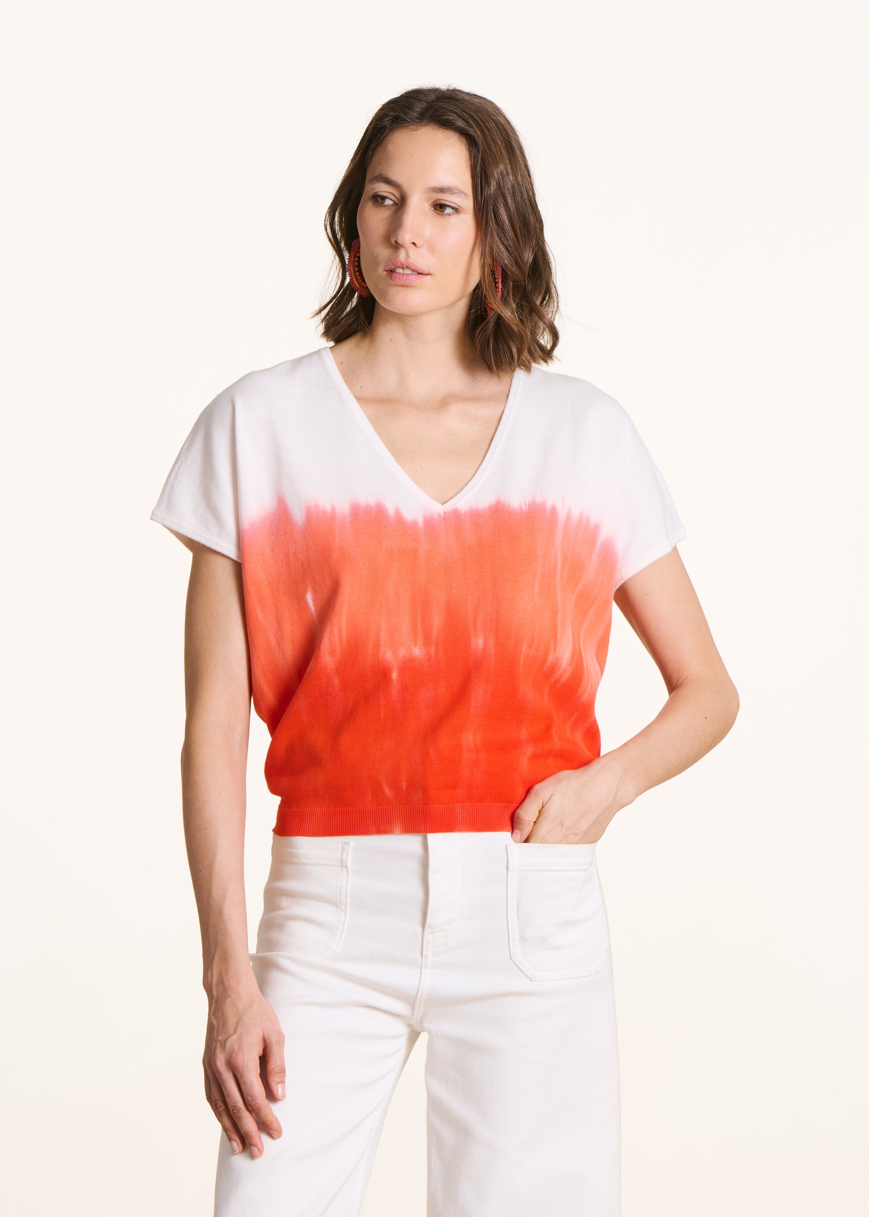 Pull manches courtes en coton biologique tie & dye, LA FEE MARABOUTEE