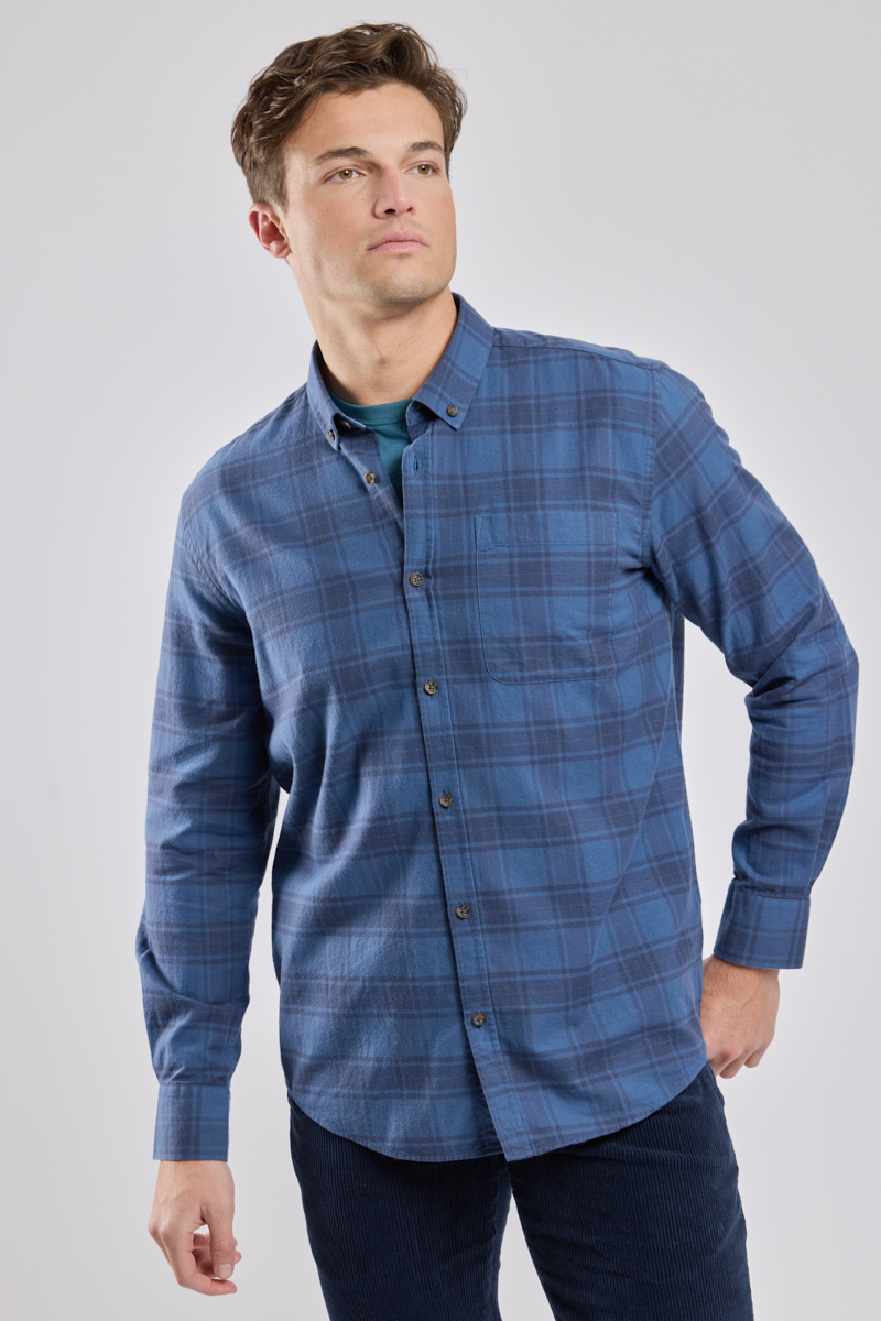 Chemise manches longues confort col boutonné en coton pour homme, ARMOR-LUX