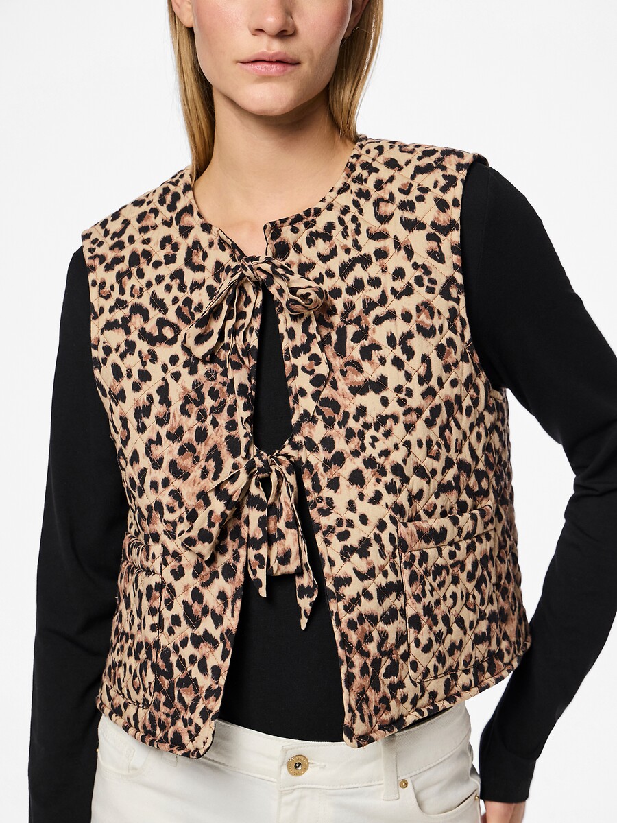 Veste léopard sans manches, PIECES