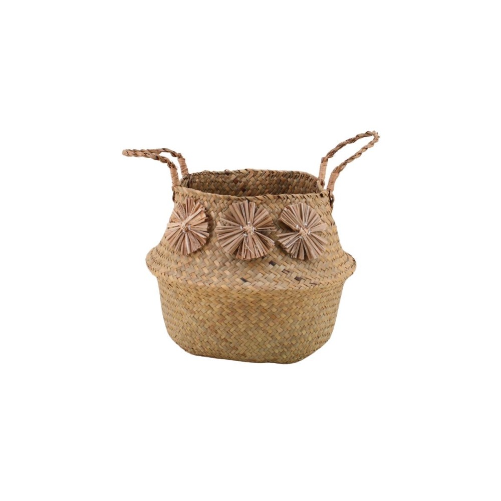 Panier en fibres naturelles avec pompons 31x27cm, ORNAMI