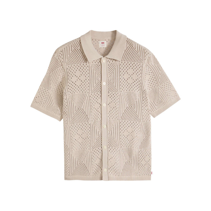 Polo en coton beige à coupe droite pourvu d'un col à revers côtelé, LEVI'S